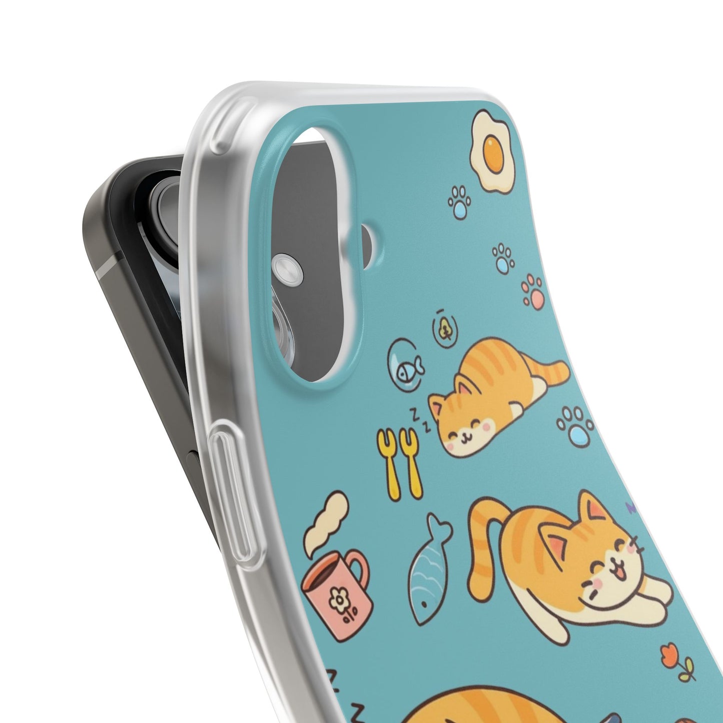 Whimsical Cat Flexi Cases - Cute Pet Lover Gift, Phone Protection, Fun Animal Design, Cat Themed Accessory, Apprehensive Kitten Decor