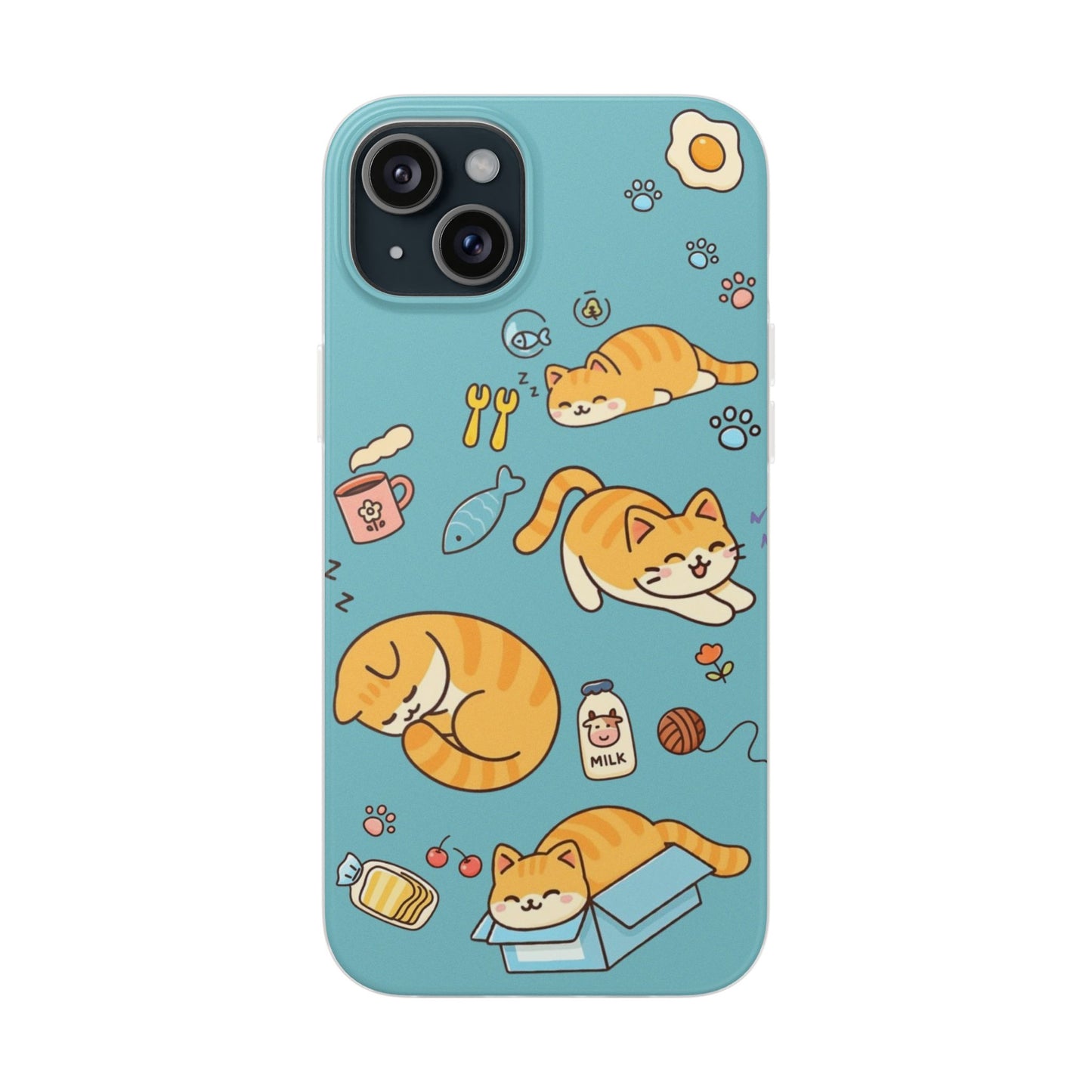 Whimsical Cat Flexi Cases - Cute Pet Lover Gift, Phone Protection, Fun Animal Design, Cat Themed Accessory, Apprehensive Kitten Decor