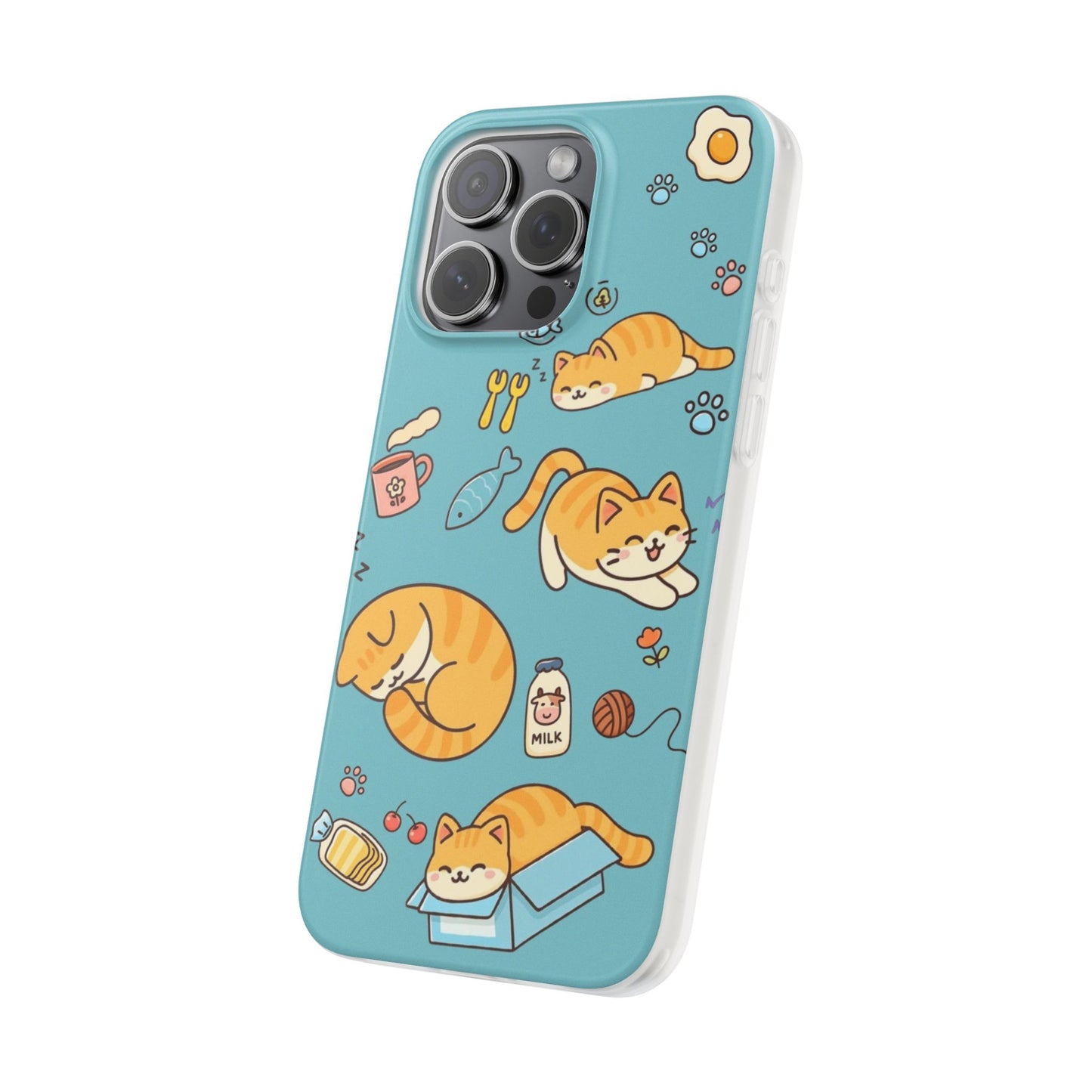 Whimsical Cat Flexi Cases - Cute Pet Lover Gift, Phone Protection, Fun Animal Design, Cat Themed Accessory, Apprehensive Kitten Decor