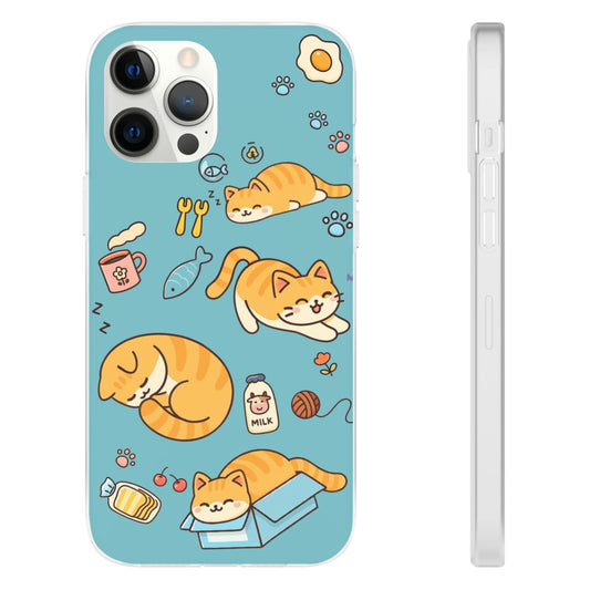 Whimsical Cat Flexi Cases - Cute Pet Lover Gift, Phone Protection, Fun Animal Design, Cat Themed Accessory, Apprehensive Kitten Decor