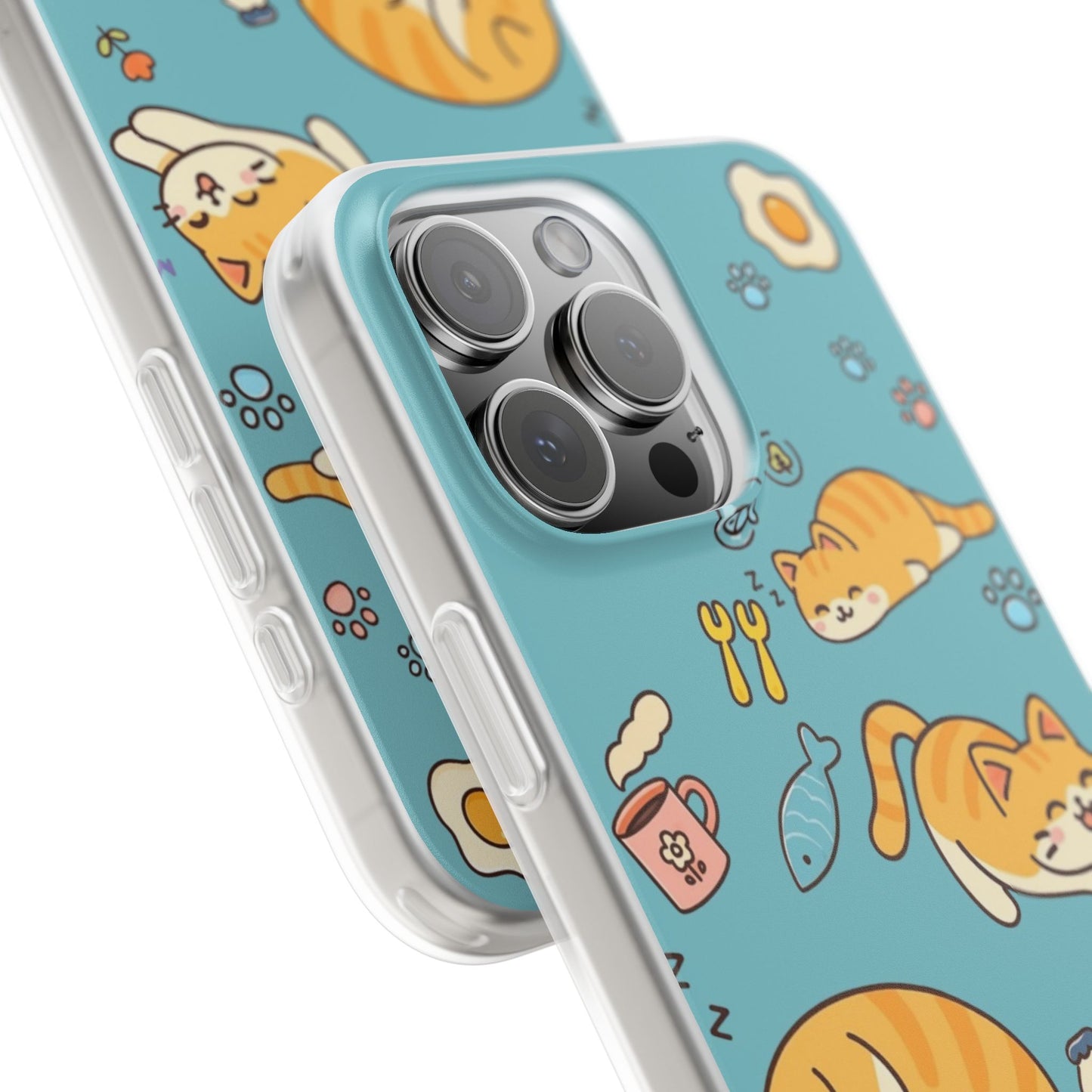 Whimsical Cat Flexi Cases - Cute Pet Lover Gift, Phone Protection, Fun Animal Design, Cat Themed Accessory, Apprehensive Kitten Decor