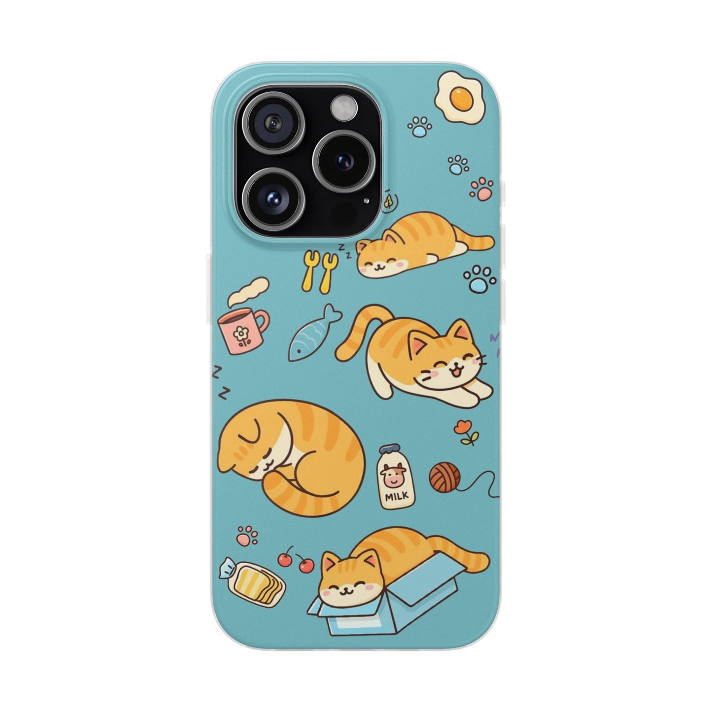Whimsical Cat Flexi Cases - Cute Pet Lover Gift, Phone Protection, Fun Animal Design, Cat Themed Accessory, Apprehensive Kitten Decor