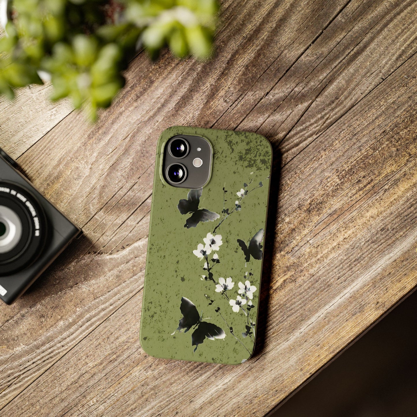Elegant Butterfly Slim Phone Cases, Nature-Inspired Phone Cover, Floral Design Case, Gifts for Butterfly Lovers, Trendy Phone Accessory