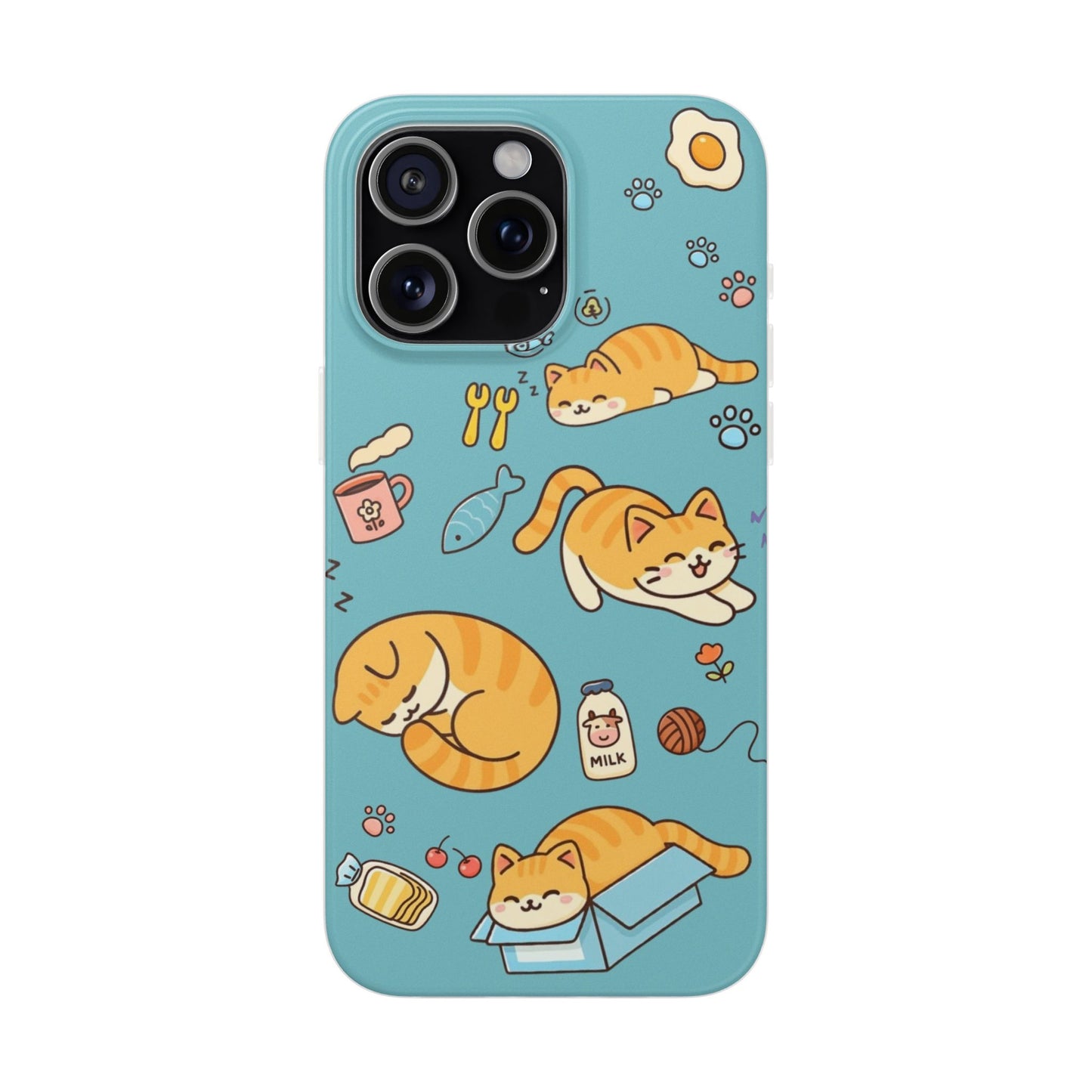 Whimsical Cat Flexi Cases - Cute Pet Lover Gift, Phone Protection, Fun Animal Design, Cat Themed Accessory, Apprehensive Kitten Decor