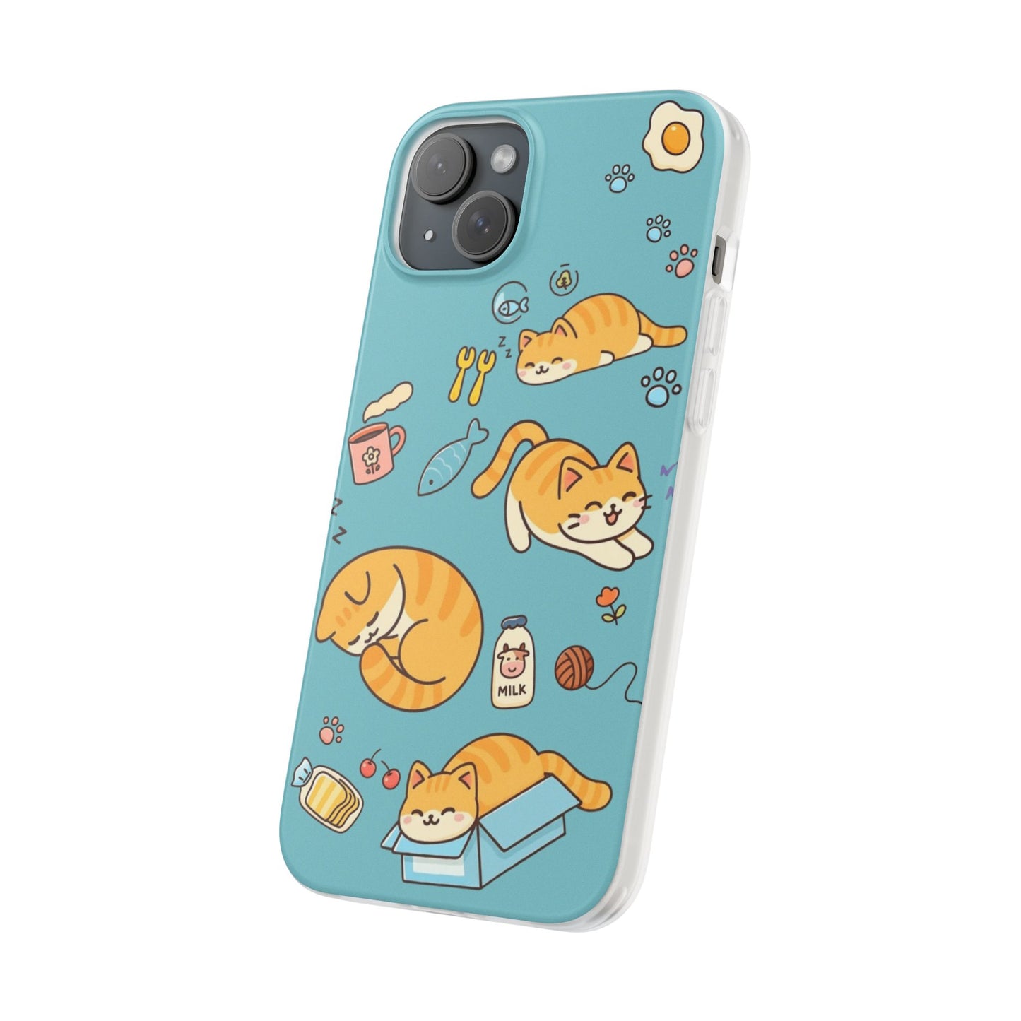 Whimsical Cat Flexi Cases - Cute Pet Lover Gift, Phone Protection, Fun Animal Design, Cat Themed Accessory, Apprehensive Kitten Decor