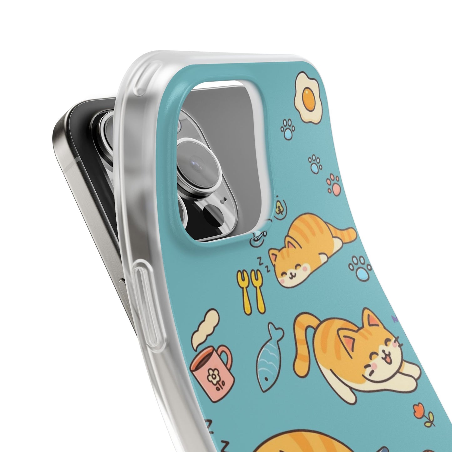 Whimsical Cat Flexi Cases - Cute Pet Lover Gift, Phone Protection, Fun Animal Design, Cat Themed Accessory, Apprehensive Kitten Decor