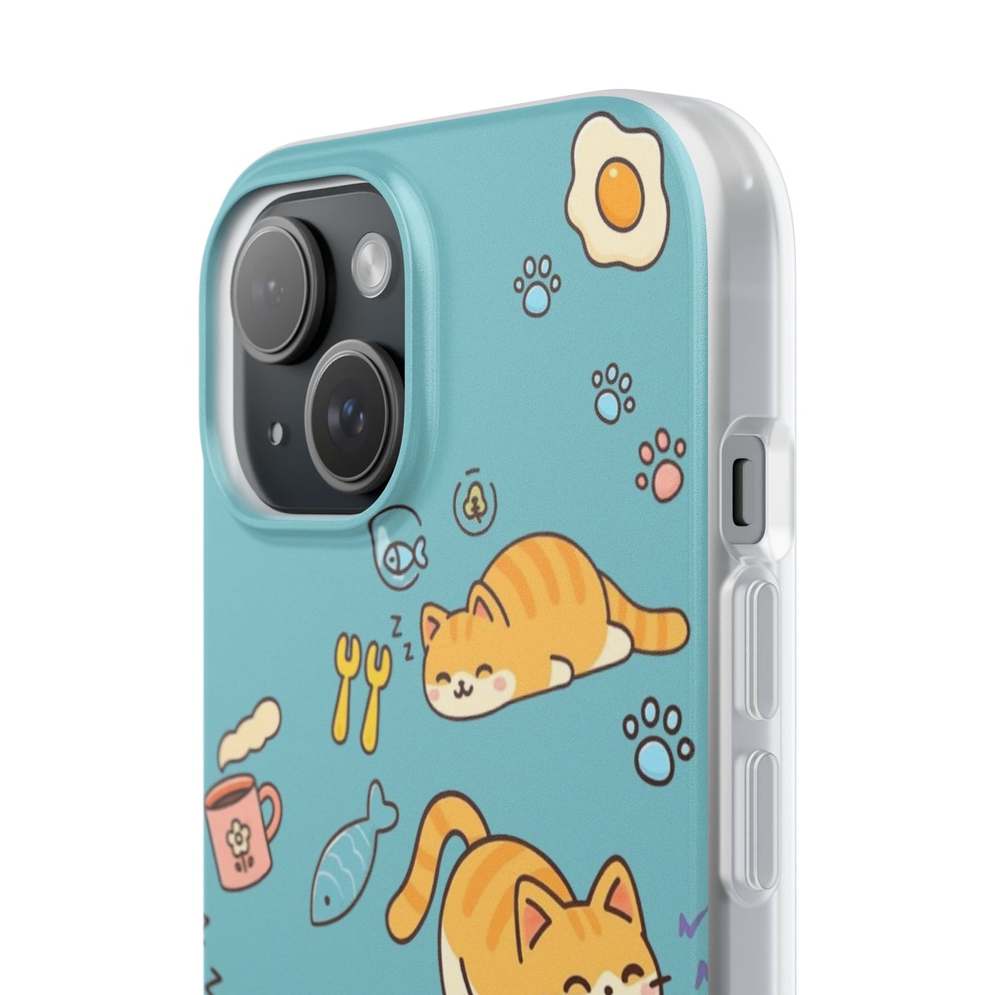Whimsical Cat Flexi Cases - Cute Pet Lover Gift, Phone Protection, Fun Animal Design, Cat Themed Accessory, Apprehensive Kitten Decor