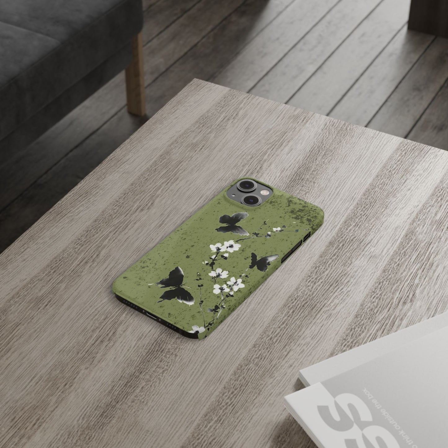 Elegant Butterfly Slim Phone Cases, Nature-Inspired Phone Cover, Floral Design Case, Gifts for Butterfly Lovers, Trendy Phone Accessory