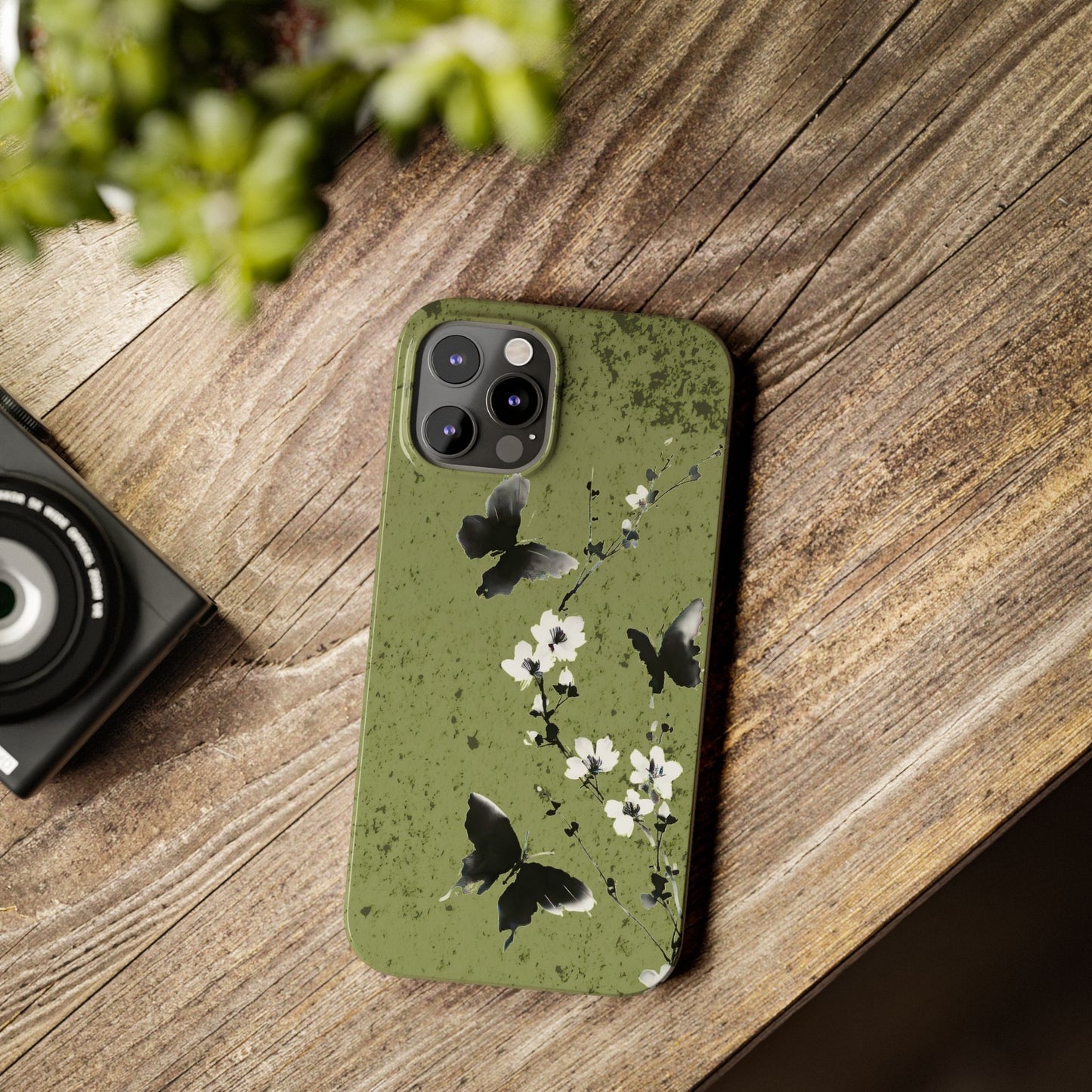 Elegant Butterfly Slim Phone Cases, Nature-Inspired Phone Cover, Floral Design Case, Gifts for Butterfly Lovers, Trendy Phone Accessory