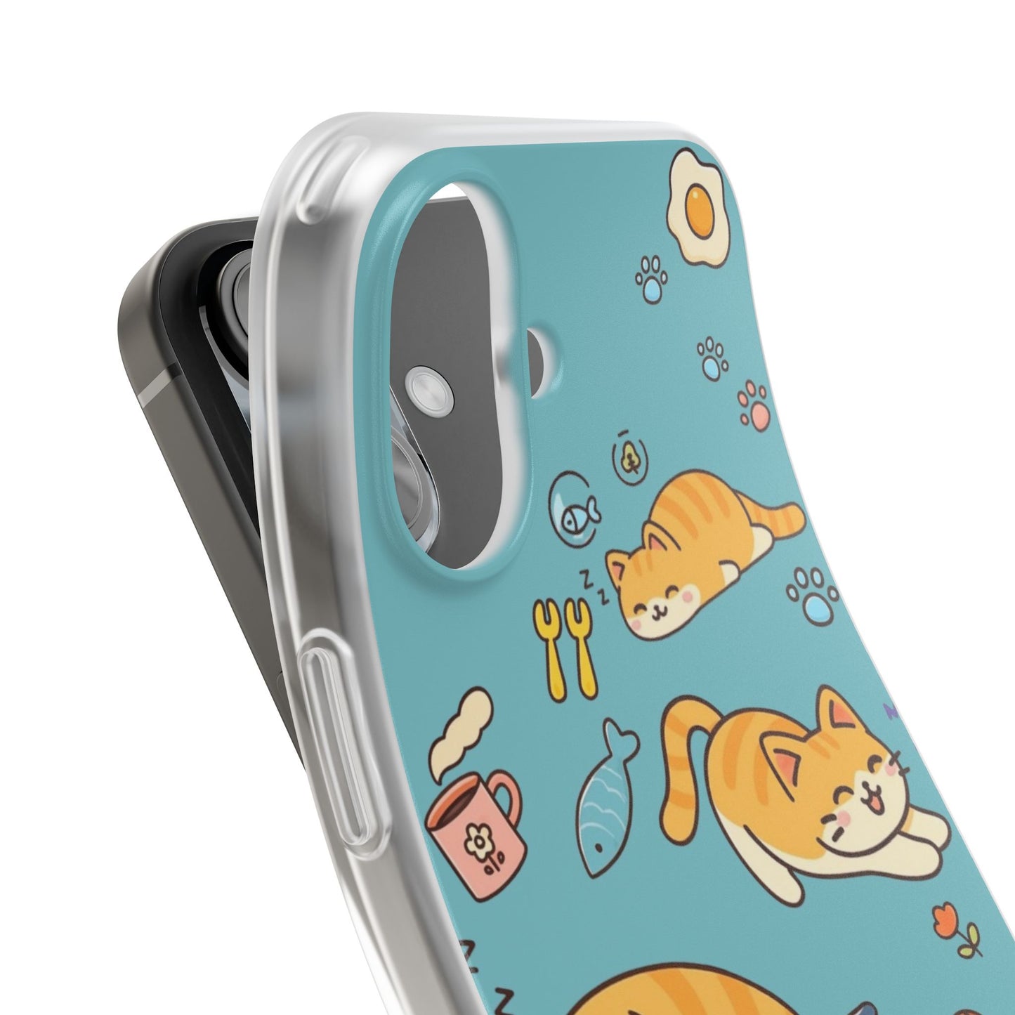 Whimsical Cat Flexi Cases - Cute Pet Lover Gift, Phone Protection, Fun Animal Design, Cat Themed Accessory, Apprehensive Kitten Decor