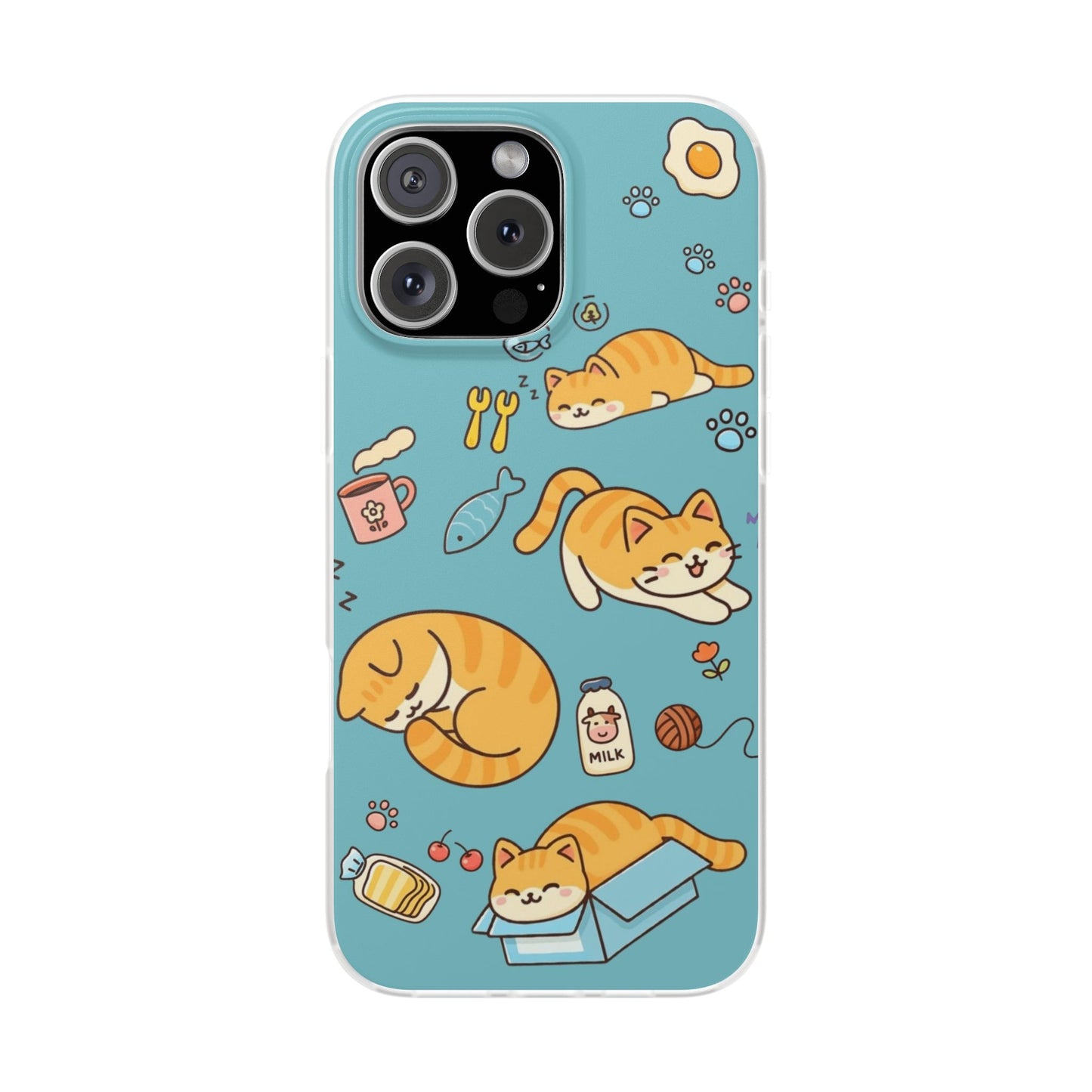 Whimsical Cat Flexi Cases - Cute Pet Lover Gift, Phone Protection, Fun Animal Design, Cat Themed Accessory, Apprehensive Kitten Decor
