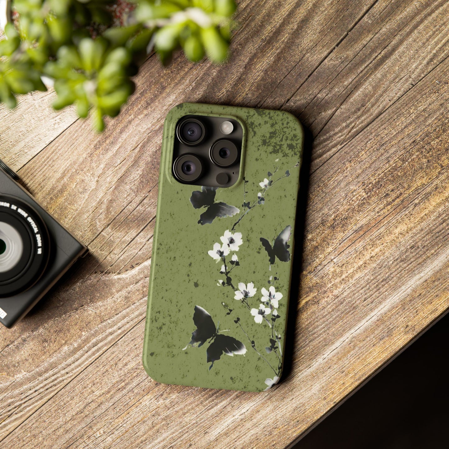 Elegant Butterfly Slim Phone Cases, Nature-Inspired Phone Cover, Floral Design Case, Gifts for Butterfly Lovers, Trendy Phone Accessory