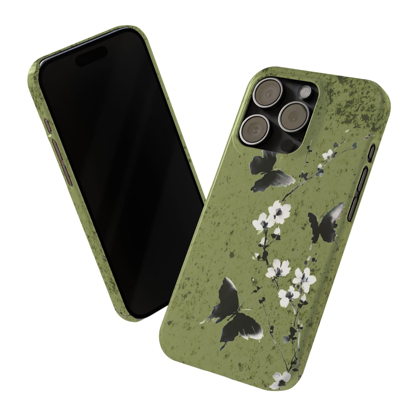 Elegant Butterfly Slim Phone Cases, Nature-Inspired Phone Cover, Floral Design Case, Gifts for Butterfly Lovers, Trendy Phone Accessory
