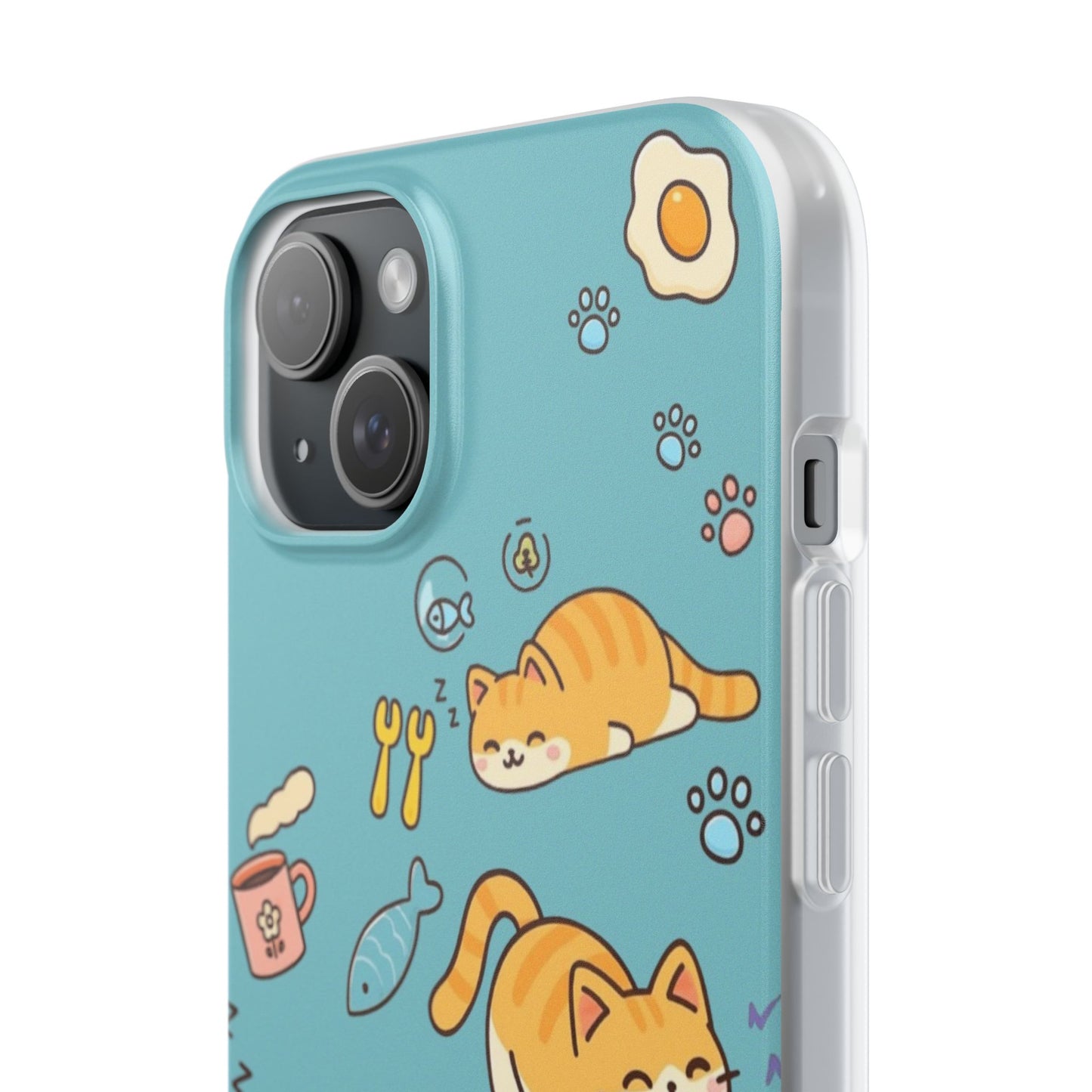 Whimsical Cat Flexi Cases - Cute Pet Lover Gift, Phone Protection, Fun Animal Design, Cat Themed Accessory, Apprehensive Kitten Decor