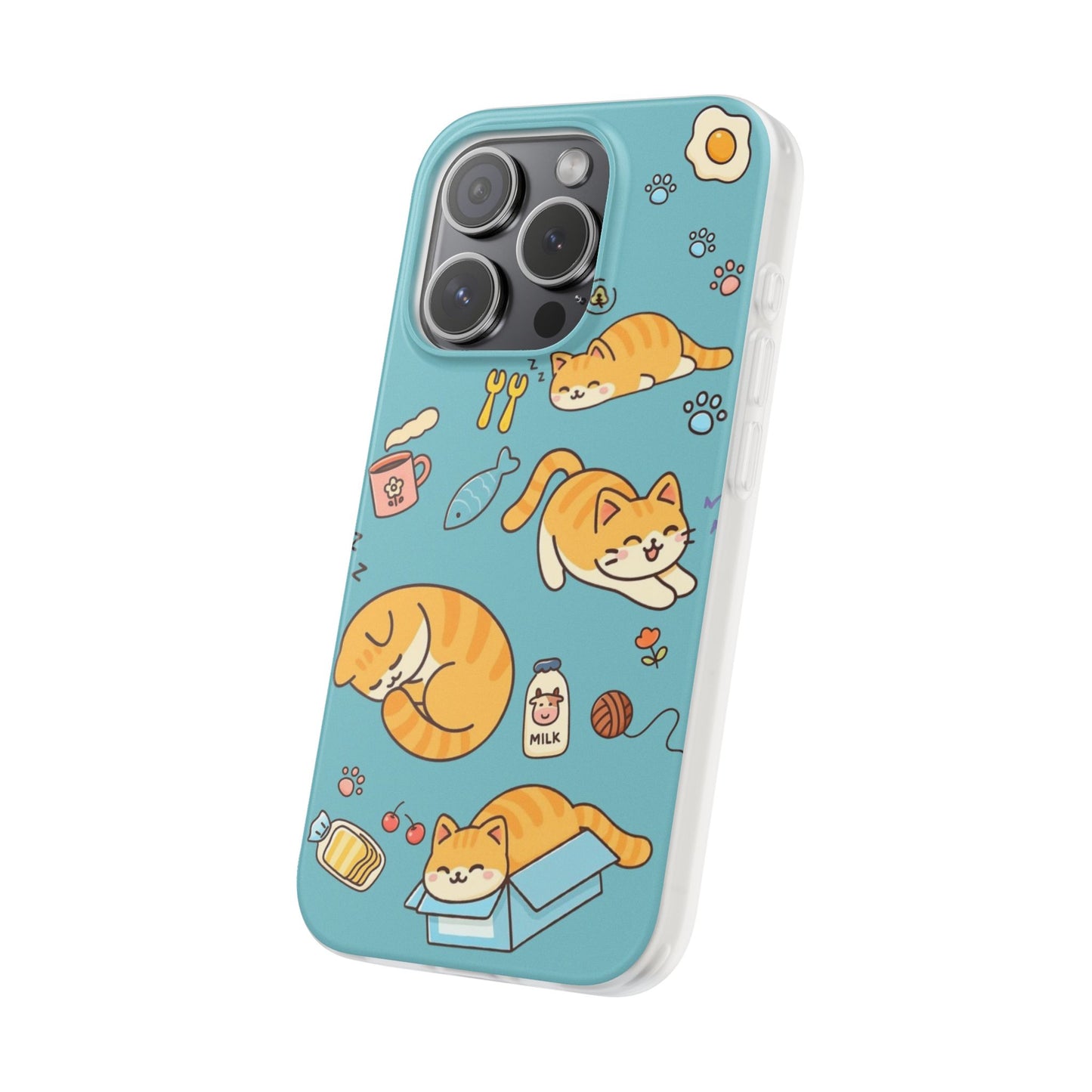 Whimsical Cat Flexi Cases - Cute Pet Lover Gift, Phone Protection, Fun Animal Design, Cat Themed Accessory, Apprehensive Kitten Decor