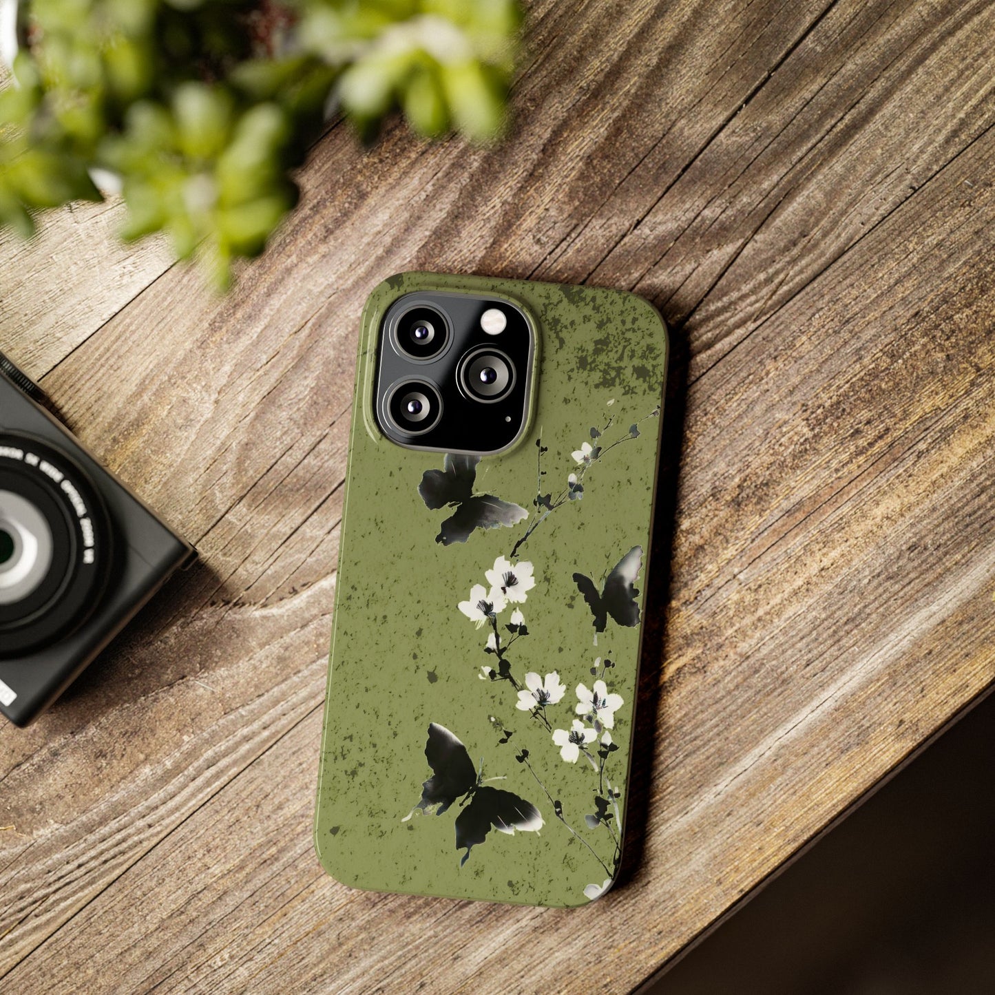 Elegant Butterfly Slim Phone Cases, Nature-Inspired Phone Cover, Floral Design Case, Gifts for Butterfly Lovers, Trendy Phone Accessory