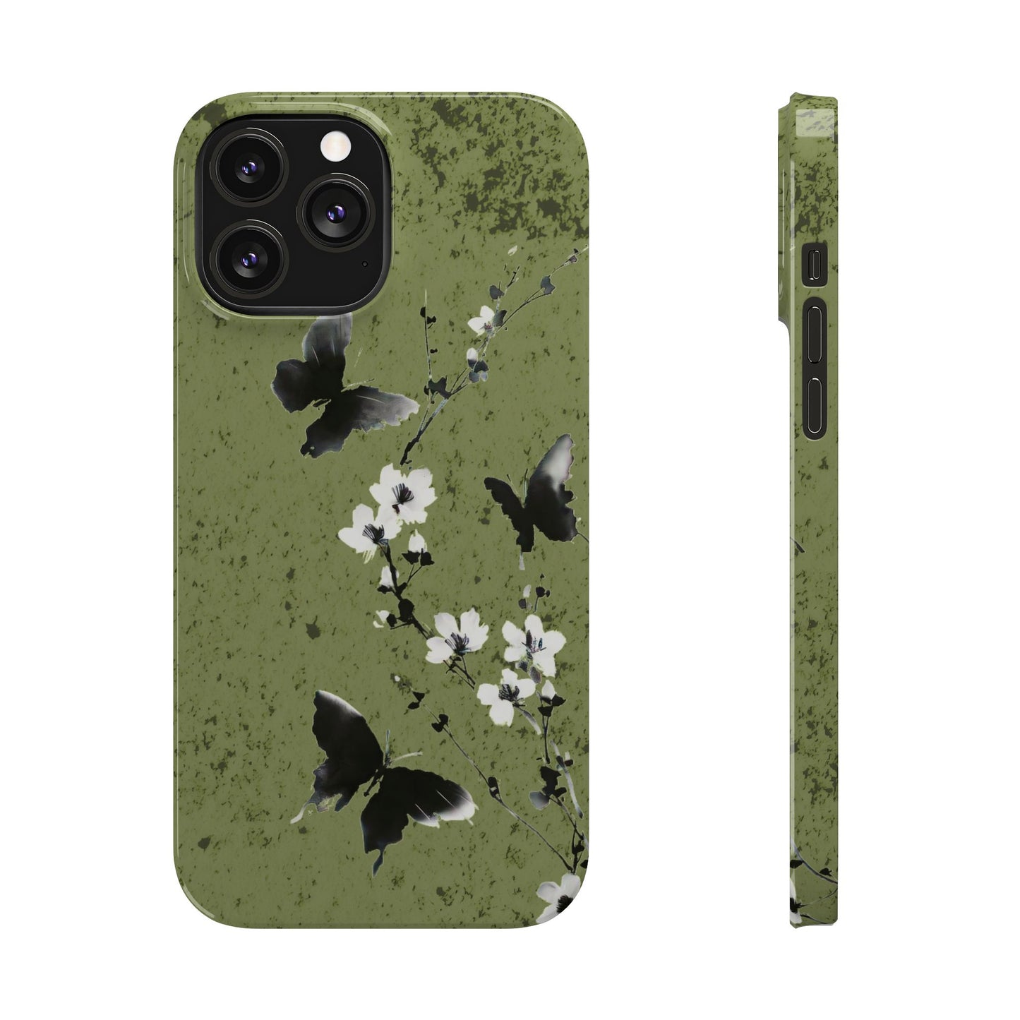 Elegant Butterfly Slim Phone Cases, Nature-Inspired Phone Cover, Floral Design Case, Gifts for Butterfly Lovers, Trendy Phone Accessory