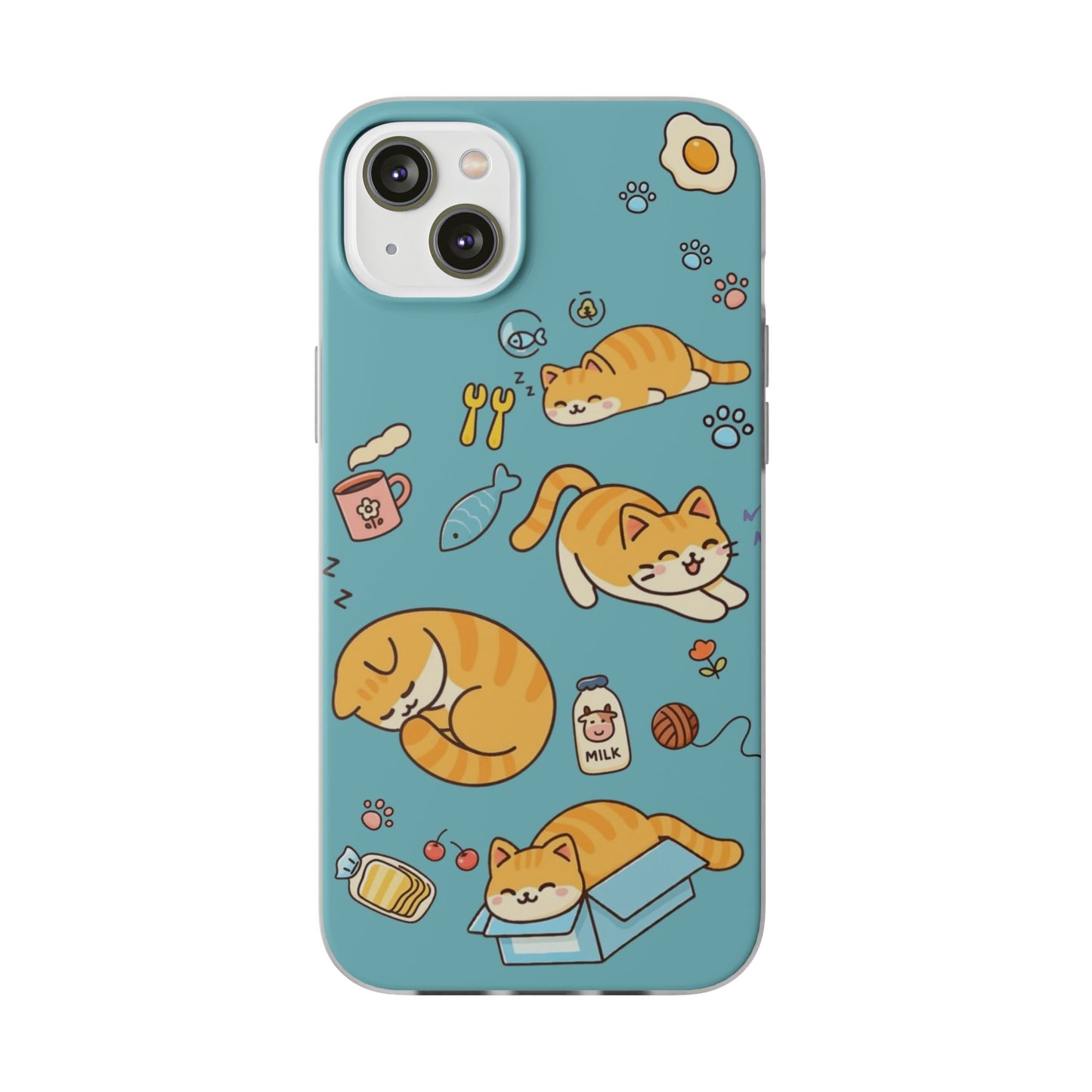 Whimsical Cat Flexi Cases - Cute Pet Lover Gift, Phone Protection, Fun Animal Design, Cat Themed Accessory, Apprehensive Kitten Decor