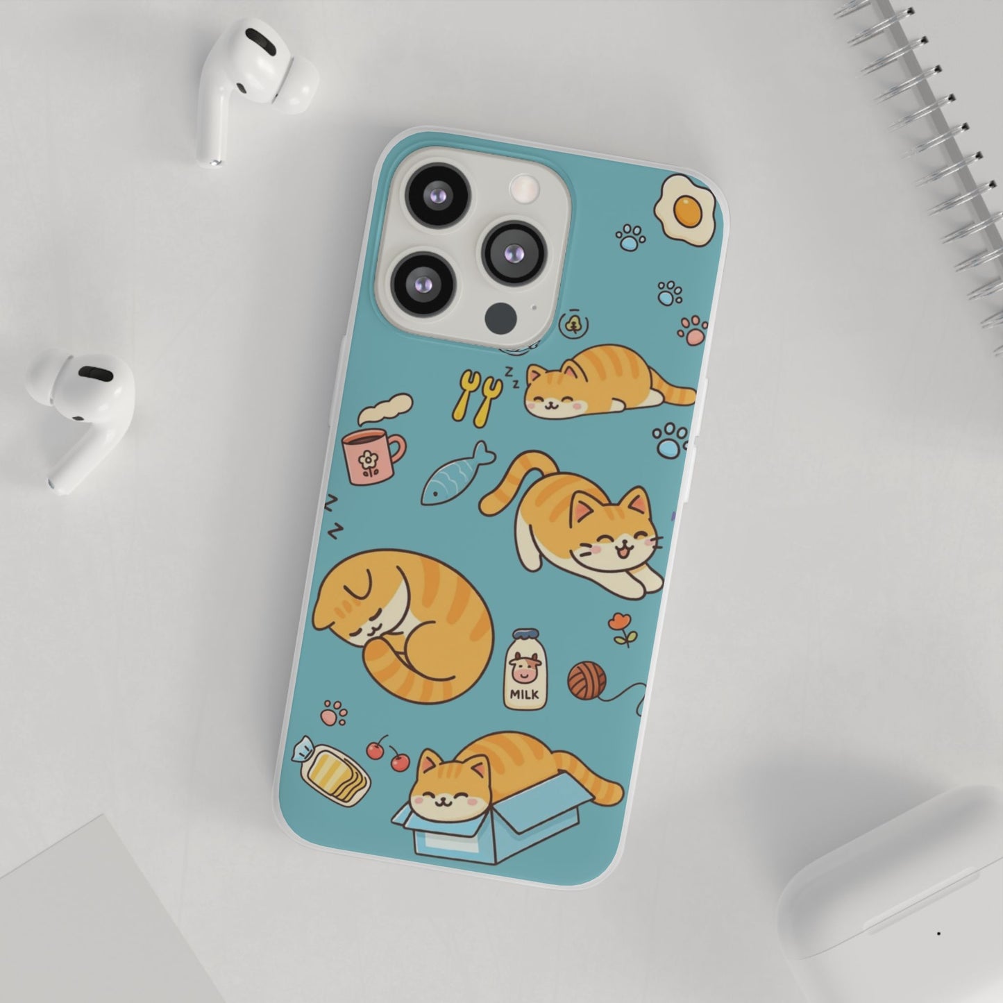 Whimsical Cat Flexi Cases - Cute Pet Lover Gift, Phone Protection, Fun Animal Design, Cat Themed Accessory, Apprehensive Kitten Decor