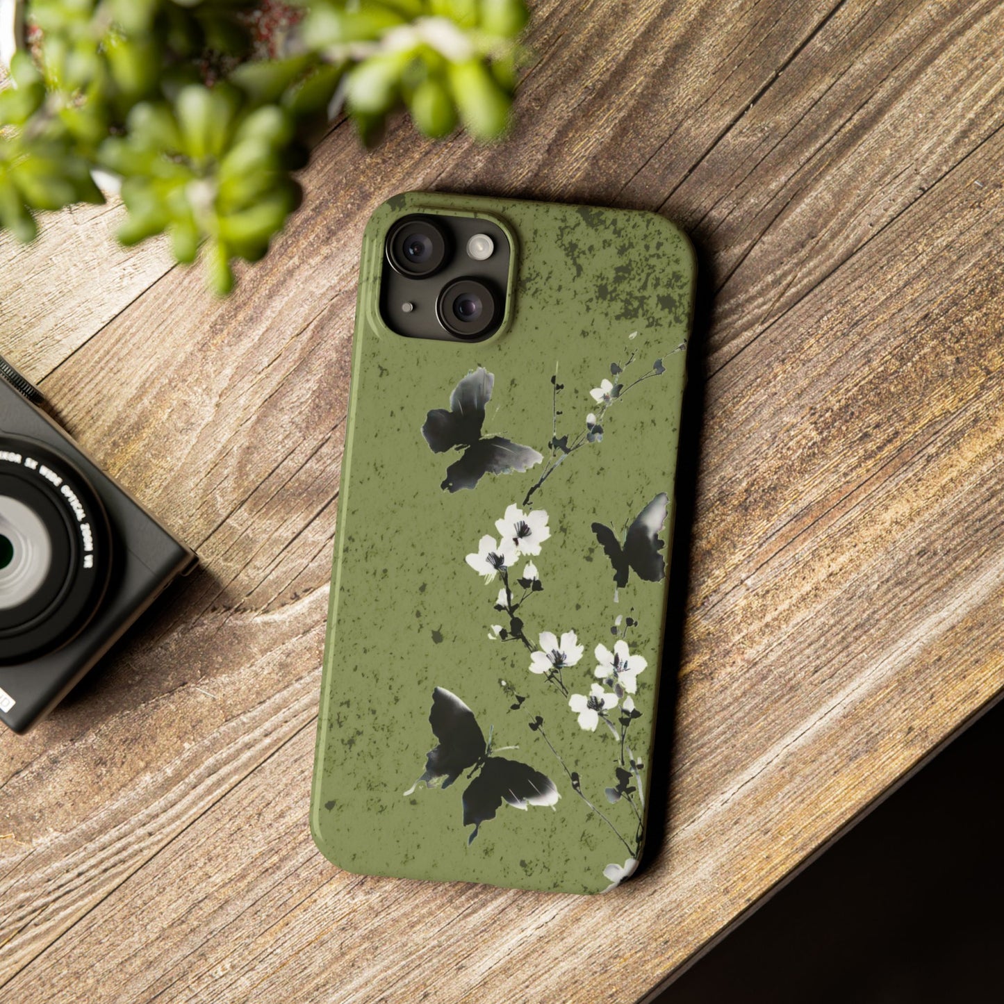 Elegant Butterfly Slim Phone Cases, Nature-Inspired Phone Cover, Floral Design Case, Gifts for Butterfly Lovers, Trendy Phone Accessory