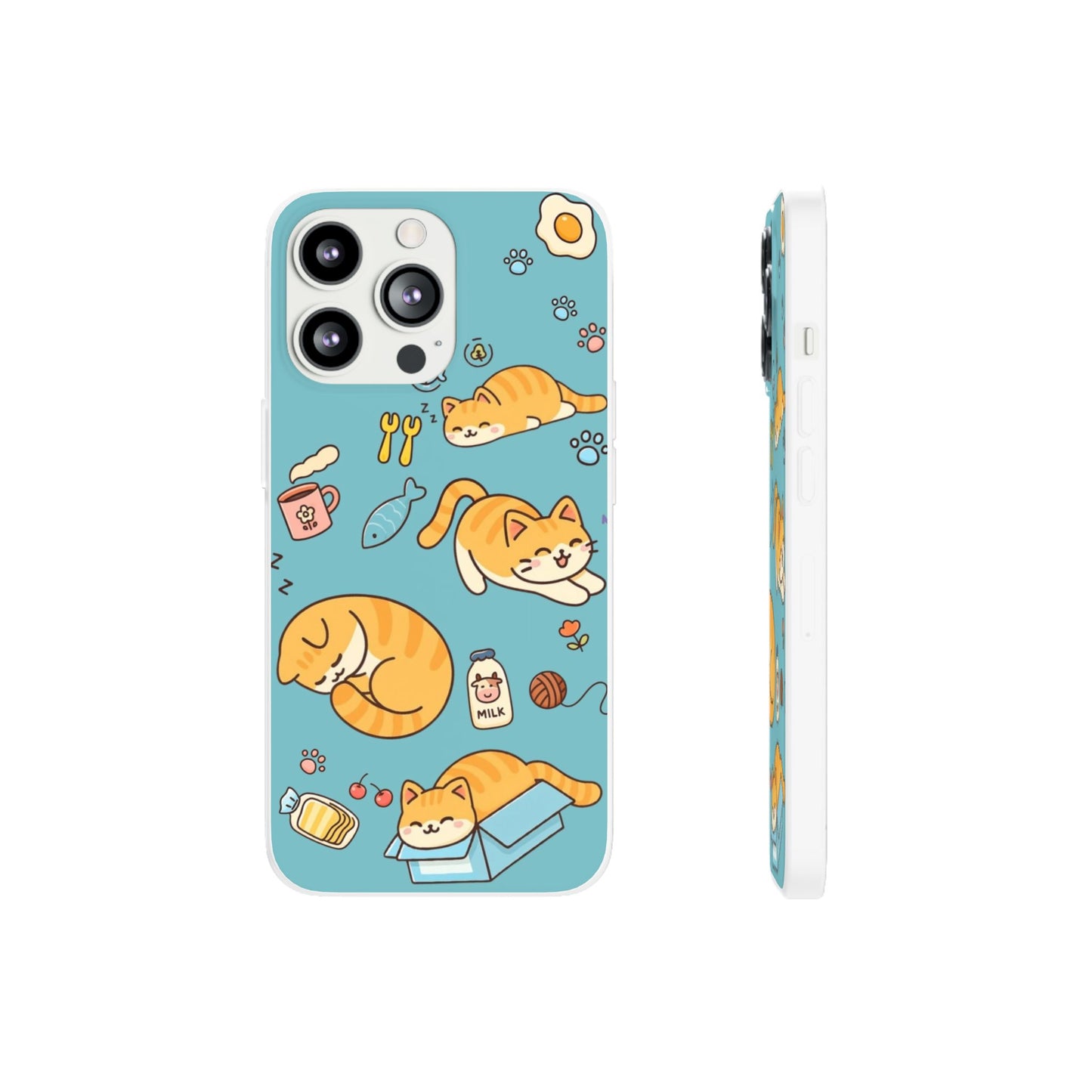 Whimsical Cat Flexi Cases - Cute Pet Lover Gift, Phone Protection, Fun Animal Design, Cat Themed Accessory, Apprehensive Kitten Decor