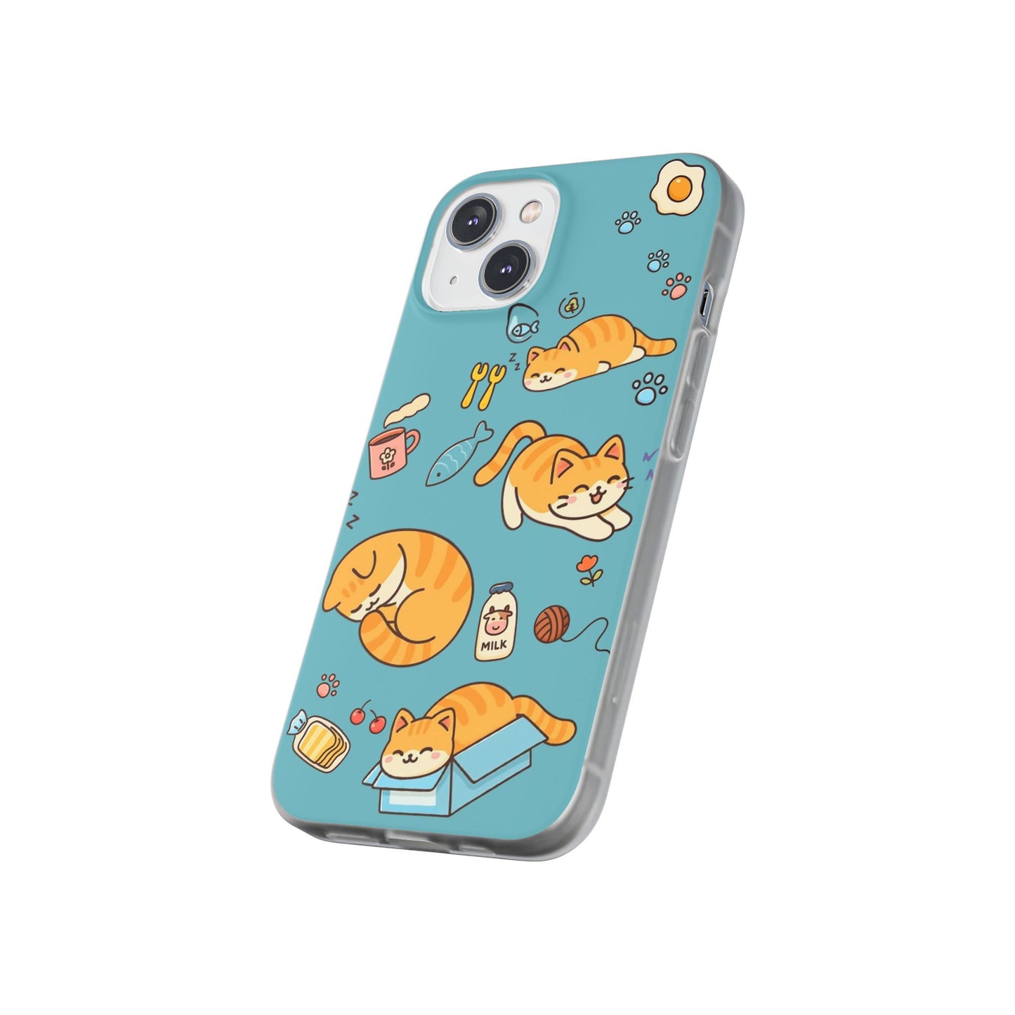Whimsical Cat Flexi Cases - Cute Pet Lover Gift, Phone Protection, Fun Animal Design, Cat Themed Accessory, Apprehensive Kitten Decor