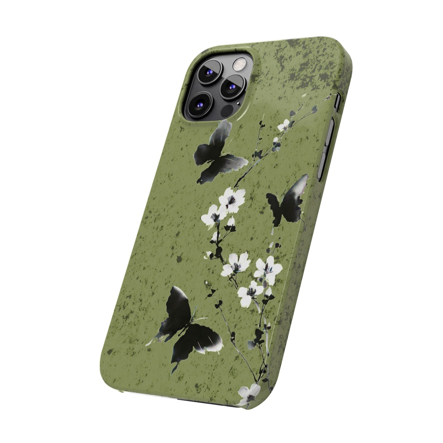 Elegant Butterfly Slim Phone Cases, Nature-Inspired Phone Cover, Floral Design Case, Gifts for Butterfly Lovers, Trendy Phone Accessory