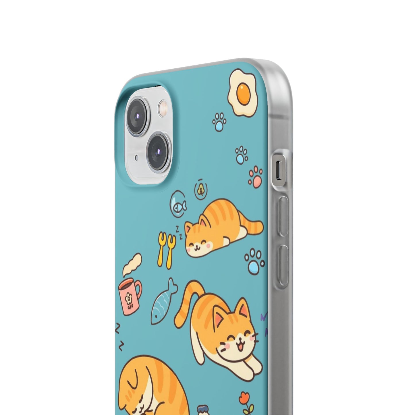Whimsical Cat Flexi Cases - Cute Pet Lover Gift, Phone Protection, Fun Animal Design, Cat Themed Accessory, Apprehensive Kitten Decor