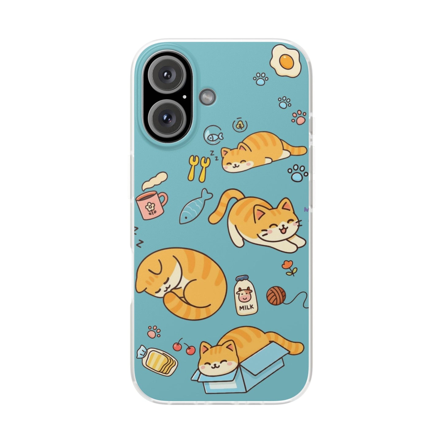 Whimsical Cat Flexi Cases - Cute Pet Lover Gift, Phone Protection, Fun Animal Design, Cat Themed Accessory, Apprehensive Kitten Decor