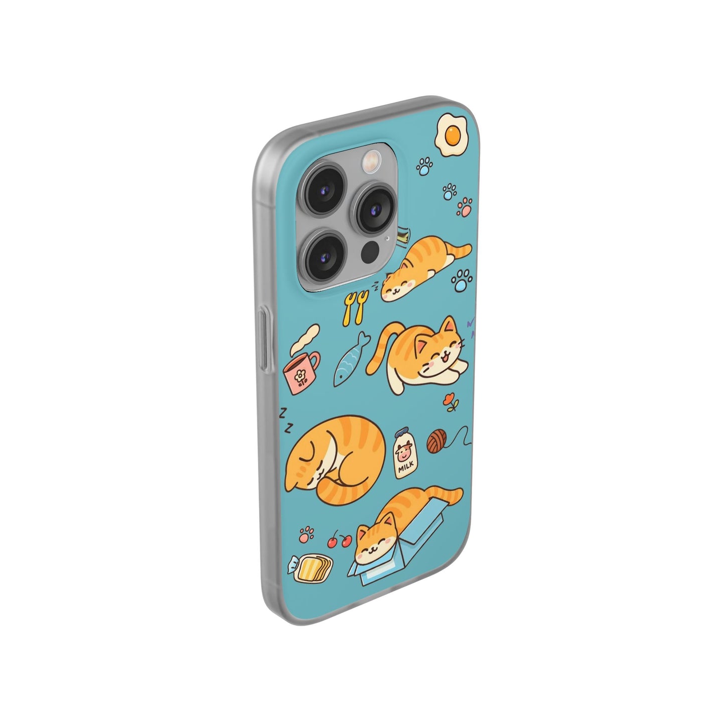 Whimsical Cat Flexi Cases - Cute Pet Lover Gift, Phone Protection, Fun Animal Design, Cat Themed Accessory, Apprehensive Kitten Decor
