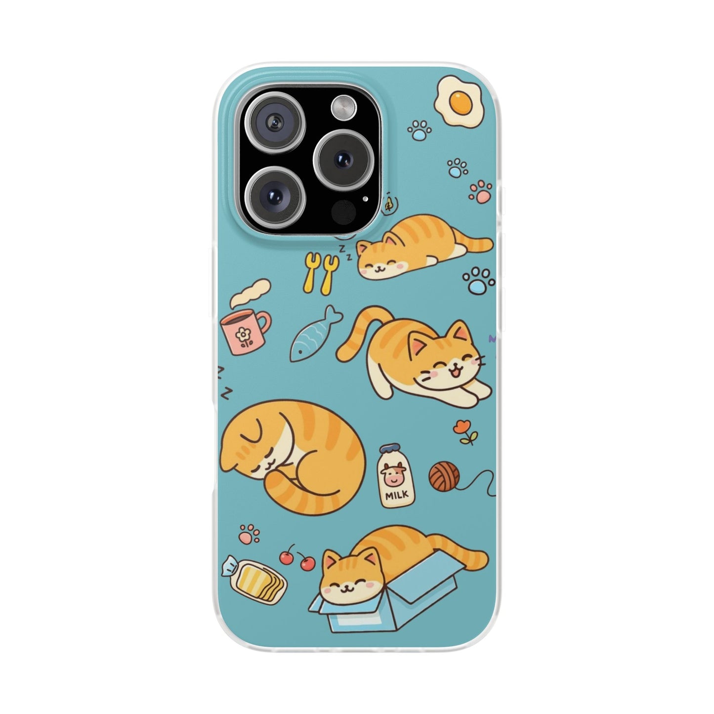 Whimsical Cat Flexi Cases - Cute Pet Lover Gift, Phone Protection, Fun Animal Design, Cat Themed Accessory, Apprehensive Kitten Decor