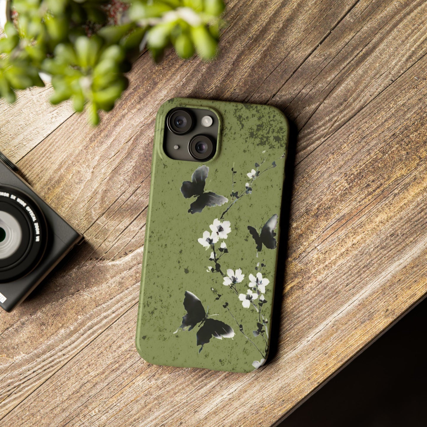 Elegant Butterfly Slim Phone Cases, Nature-Inspired Phone Cover, Floral Design Case, Gifts for Butterfly Lovers, Trendy Phone Accessory