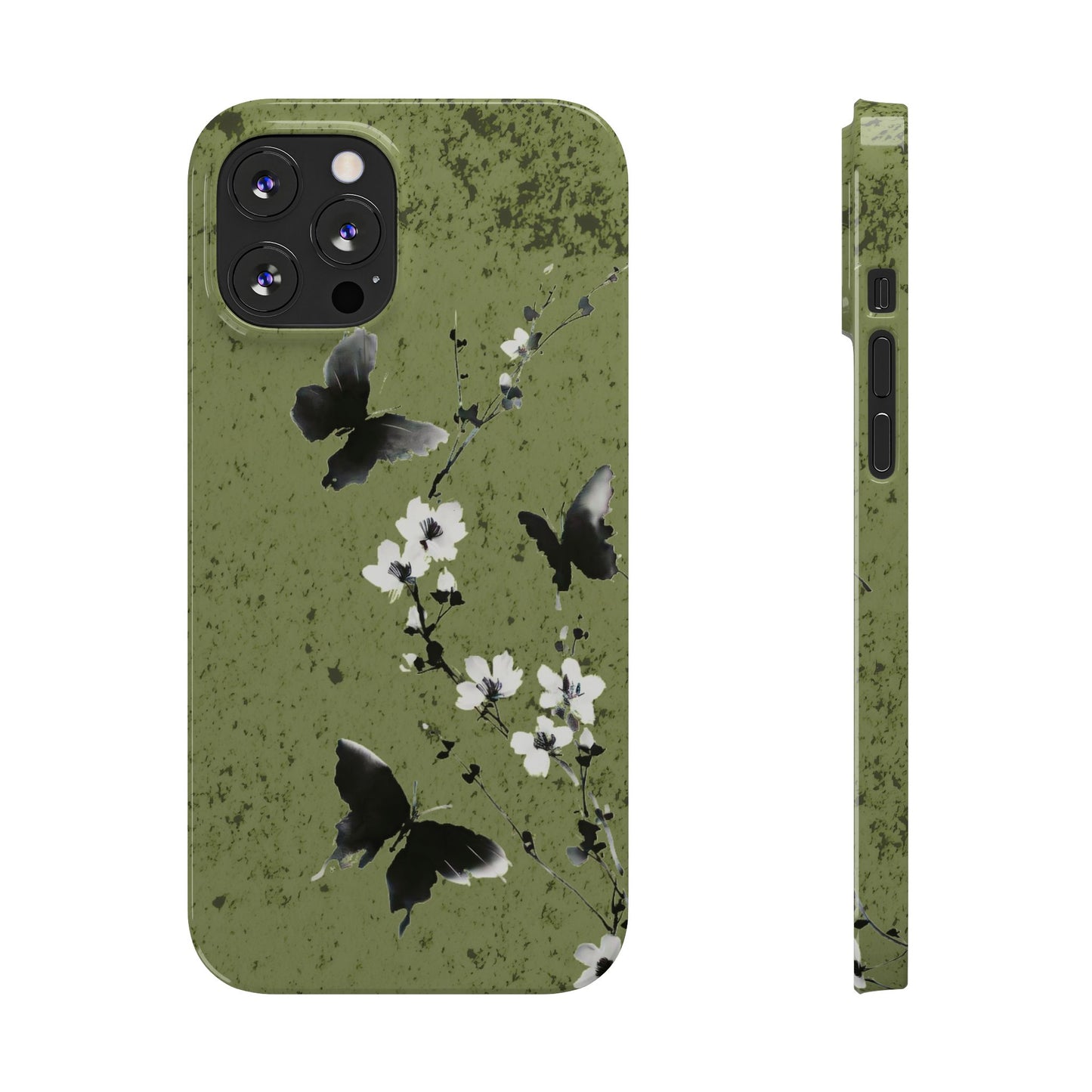 Elegant Butterfly Slim Phone Cases, Nature-Inspired Phone Cover, Floral Design Case, Gifts for Butterfly Lovers, Trendy Phone Accessory