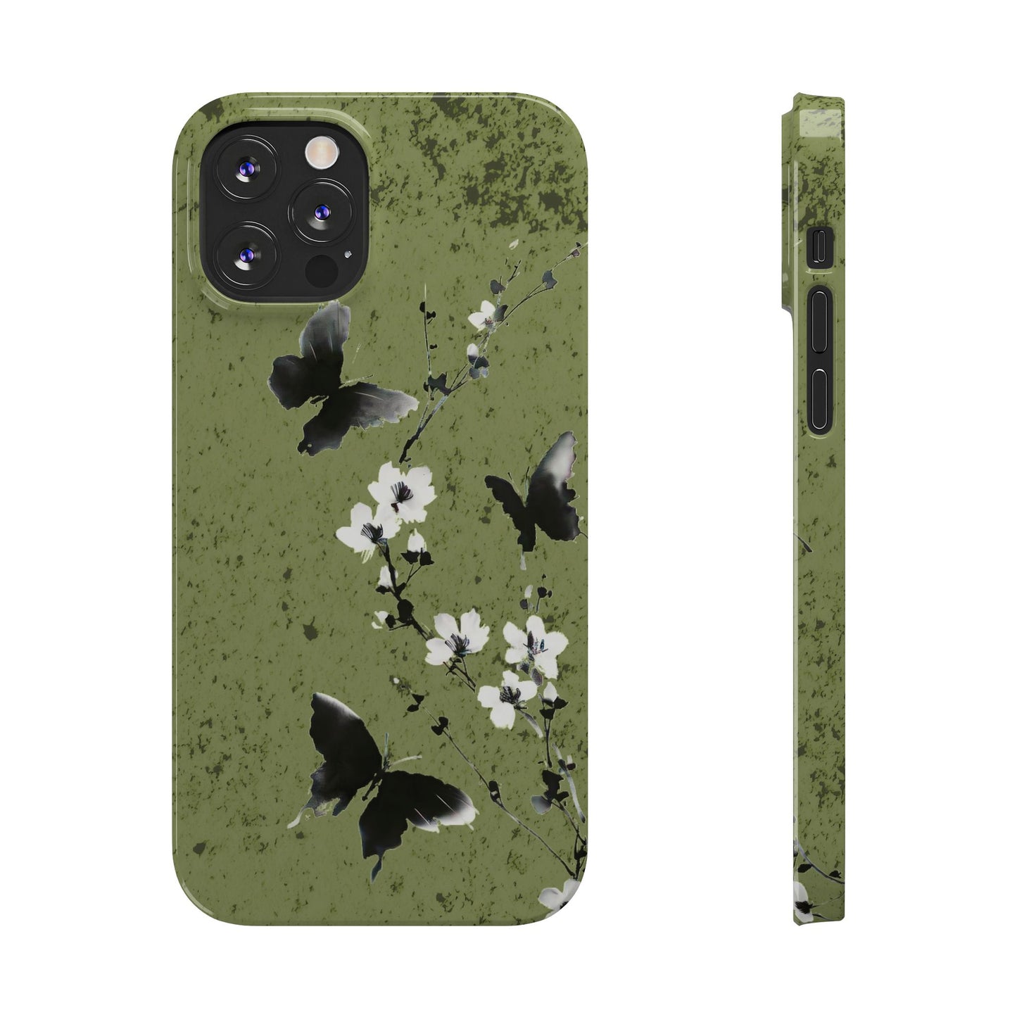 Elegant Butterfly Slim Phone Cases, Nature-Inspired Phone Cover, Floral Design Case, Gifts for Butterfly Lovers, Trendy Phone Accessory