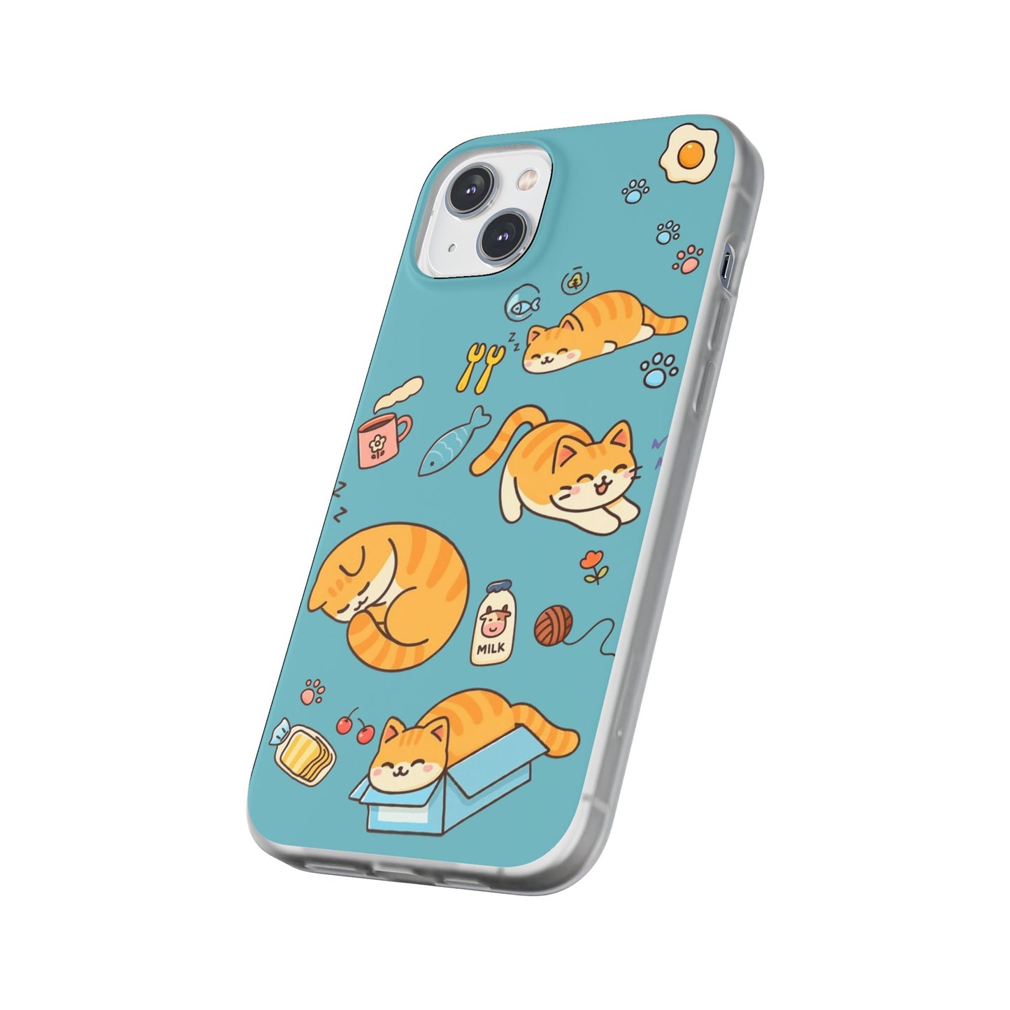 Whimsical Cat Flexi Cases - Cute Pet Lover Gift, Phone Protection, Fun Animal Design, Cat Themed Accessory, Apprehensive Kitten Decor