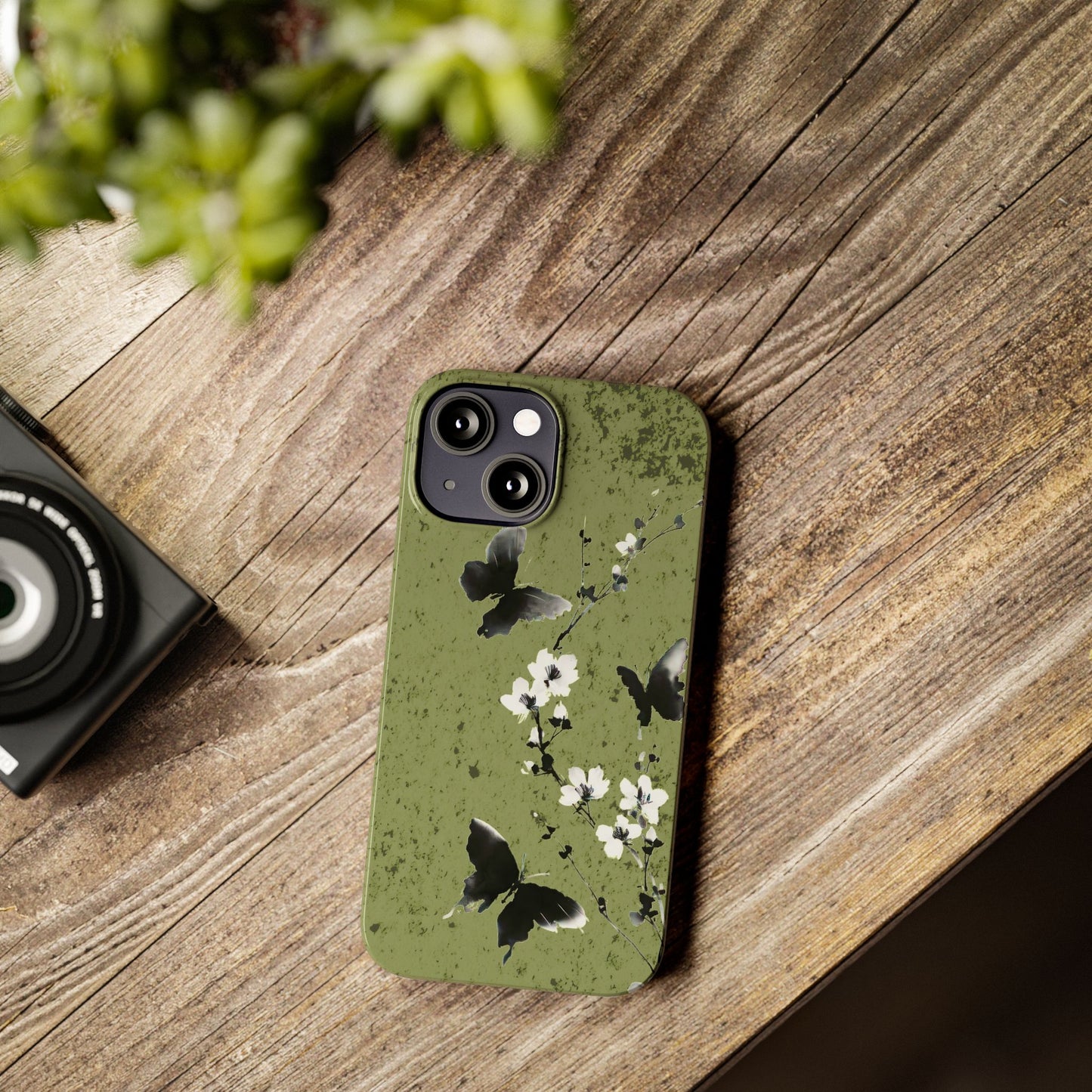 Elegant Butterfly Slim Phone Cases, Nature-Inspired Phone Cover, Floral Design Case, Gifts for Butterfly Lovers, Trendy Phone Accessory