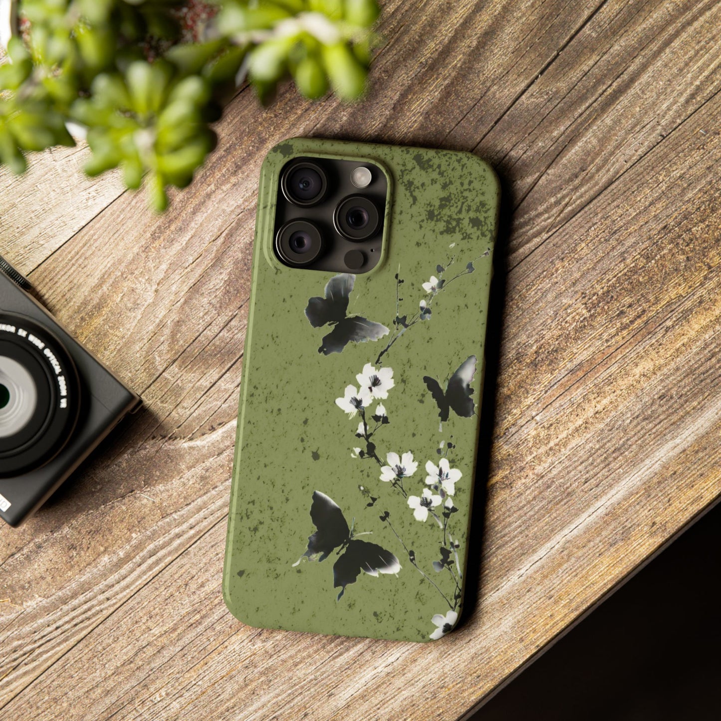 Elegant Butterfly Slim Phone Cases, Nature-Inspired Phone Cover, Floral Design Case, Gifts for Butterfly Lovers, Trendy Phone Accessory