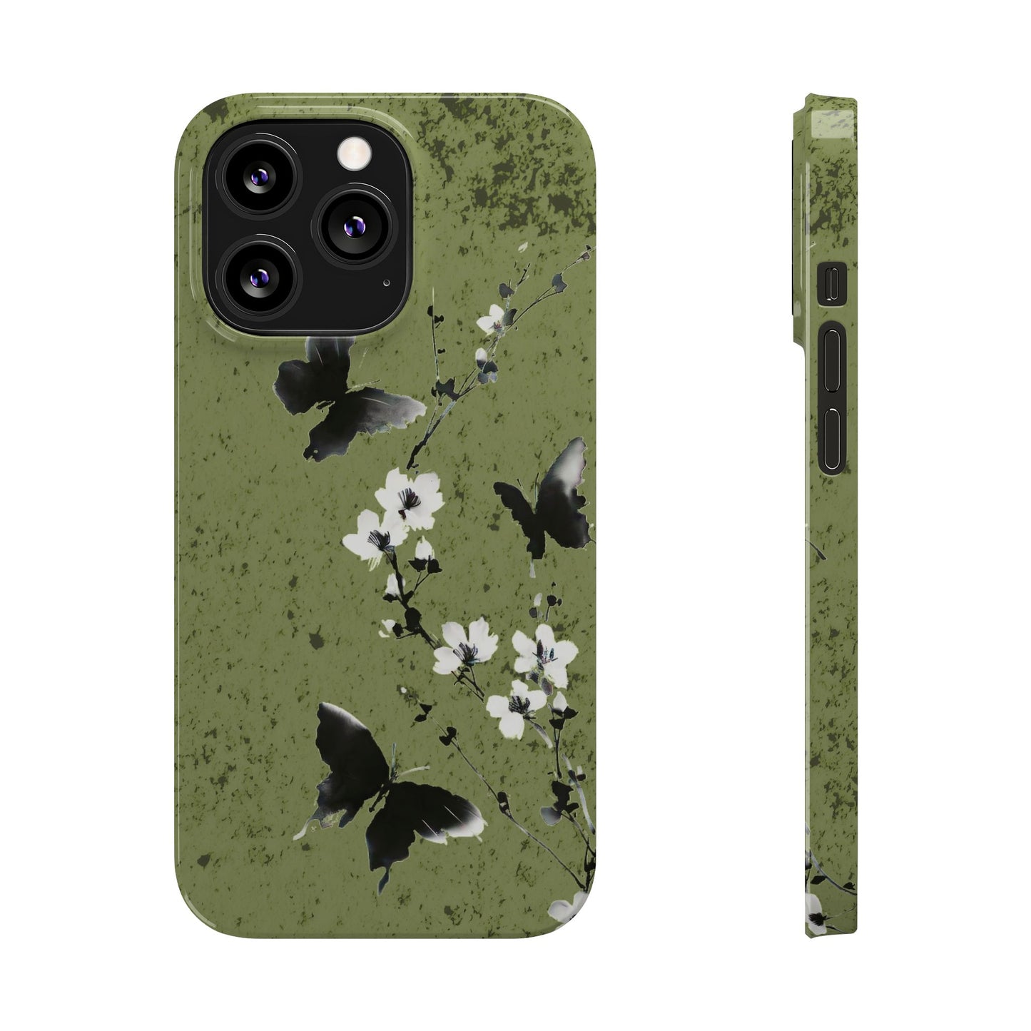 Elegant Butterfly Slim Phone Cases, Nature-Inspired Phone Cover, Floral Design Case, Gifts for Butterfly Lovers, Trendy Phone Accessory