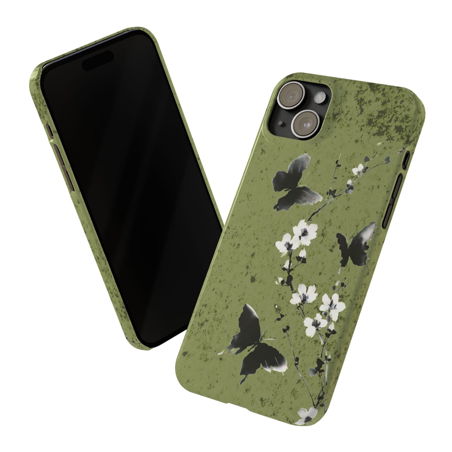 Elegant Butterfly Slim Phone Cases, Nature-Inspired Phone Cover, Floral Design Case, Gifts for Butterfly Lovers, Trendy Phone Accessory