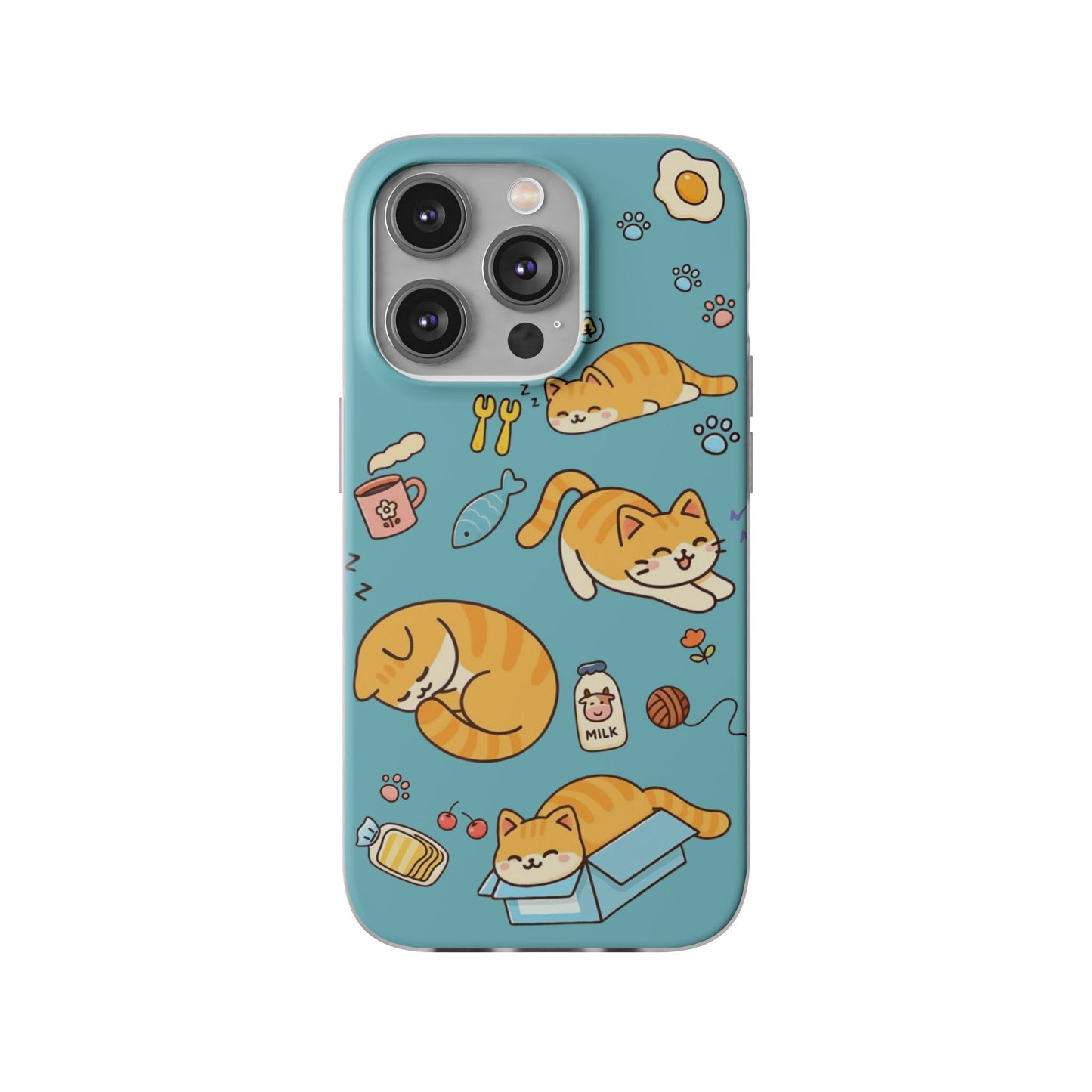 Whimsical Cat Flexi Cases - Cute Pet Lover Gift, Phone Protection, Fun Animal Design, Cat Themed Accessory, Apprehensive Kitten Decor