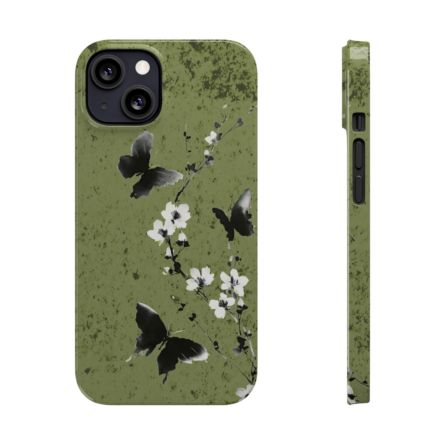 Elegant Butterfly Slim Phone Cases, Nature-Inspired Phone Cover, Floral Design Case, Gifts for Butterfly Lovers, Trendy Phone Accessory