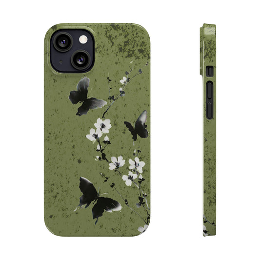 Elegant Butterfly Slim Phone Cases, Nature-Inspired Phone Cover, Floral Design Case, Gifts for Butterfly Lovers, Trendy Phone Accessory