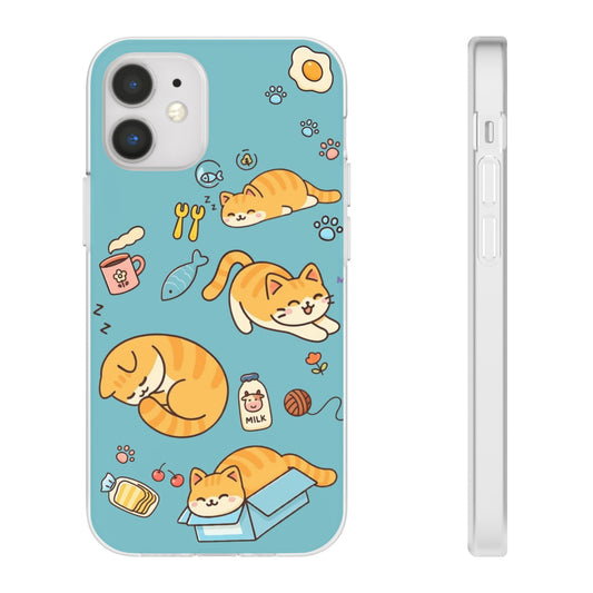 Whimsical Cat Flexi Cases - Cute Pet Lover Gift, Phone Protection, Fun Animal Design, Cat Themed Accessory, Apprehensive Kitten Decor