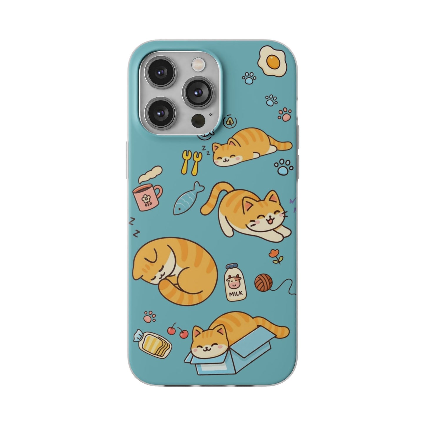 Whimsical Cat Flexi Cases - Cute Pet Lover Gift, Phone Protection, Fun Animal Design, Cat Themed Accessory, Apprehensive Kitten Decor