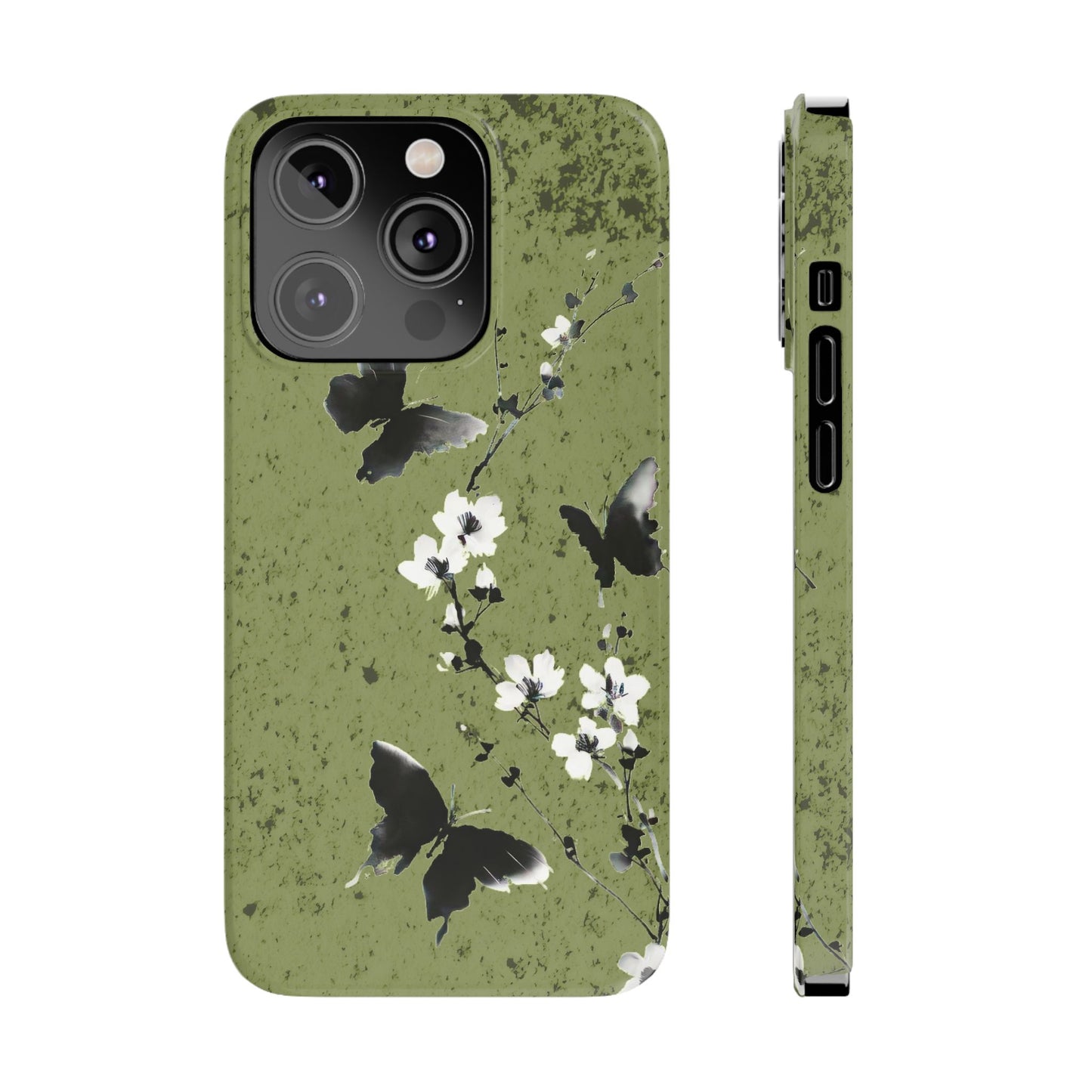 Elegant Butterfly Slim Phone Cases, Nature-Inspired Phone Cover, Floral Design Case, Gifts for Butterfly Lovers, Trendy Phone Accessory