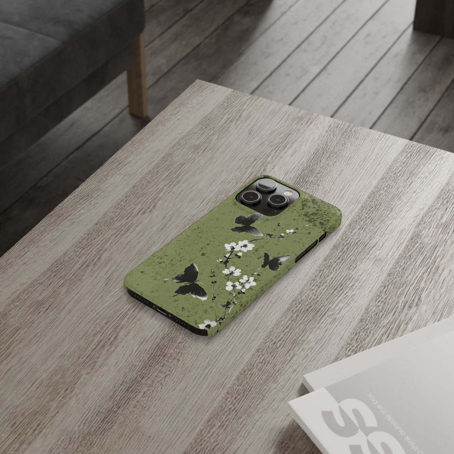 Elegant Butterfly Slim Phone Cases, Nature-Inspired Phone Cover, Floral Design Case, Gifts for Butterfly Lovers, Trendy Phone Accessory