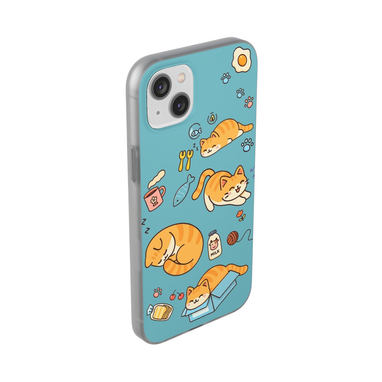 Whimsical Cat Flexi Cases - Cute Pet Lover Gift, Phone Protection, Fun Animal Design, Cat Themed Accessory, Apprehensive Kitten Decor