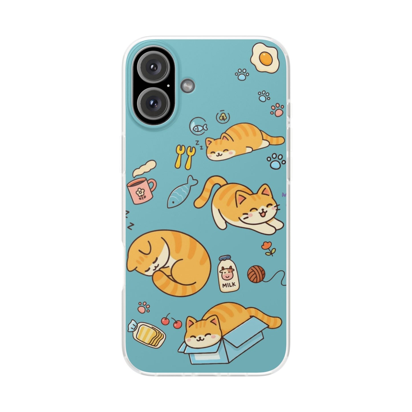 Whimsical Cat Flexi Cases - Cute Pet Lover Gift, Phone Protection, Fun Animal Design, Cat Themed Accessory, Apprehensive Kitten Decor