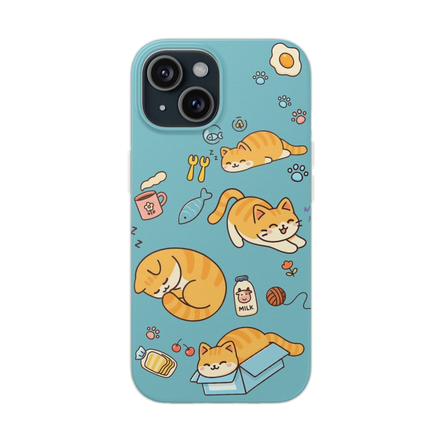 Whimsical Cat Flexi Cases - Cute Pet Lover Gift, Phone Protection, Fun Animal Design, Cat Themed Accessory, Apprehensive Kitten Decor