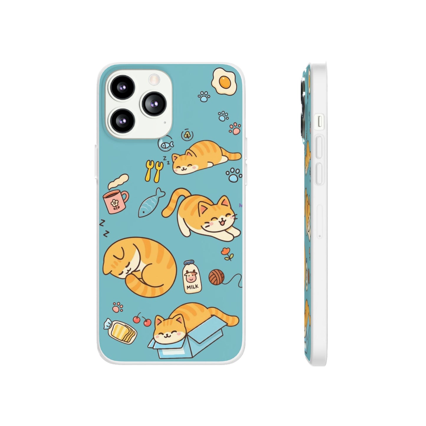 Whimsical Cat Flexi Cases - Cute Pet Lover Gift, Phone Protection, Fun Animal Design, Cat Themed Accessory, Apprehensive Kitten Decor